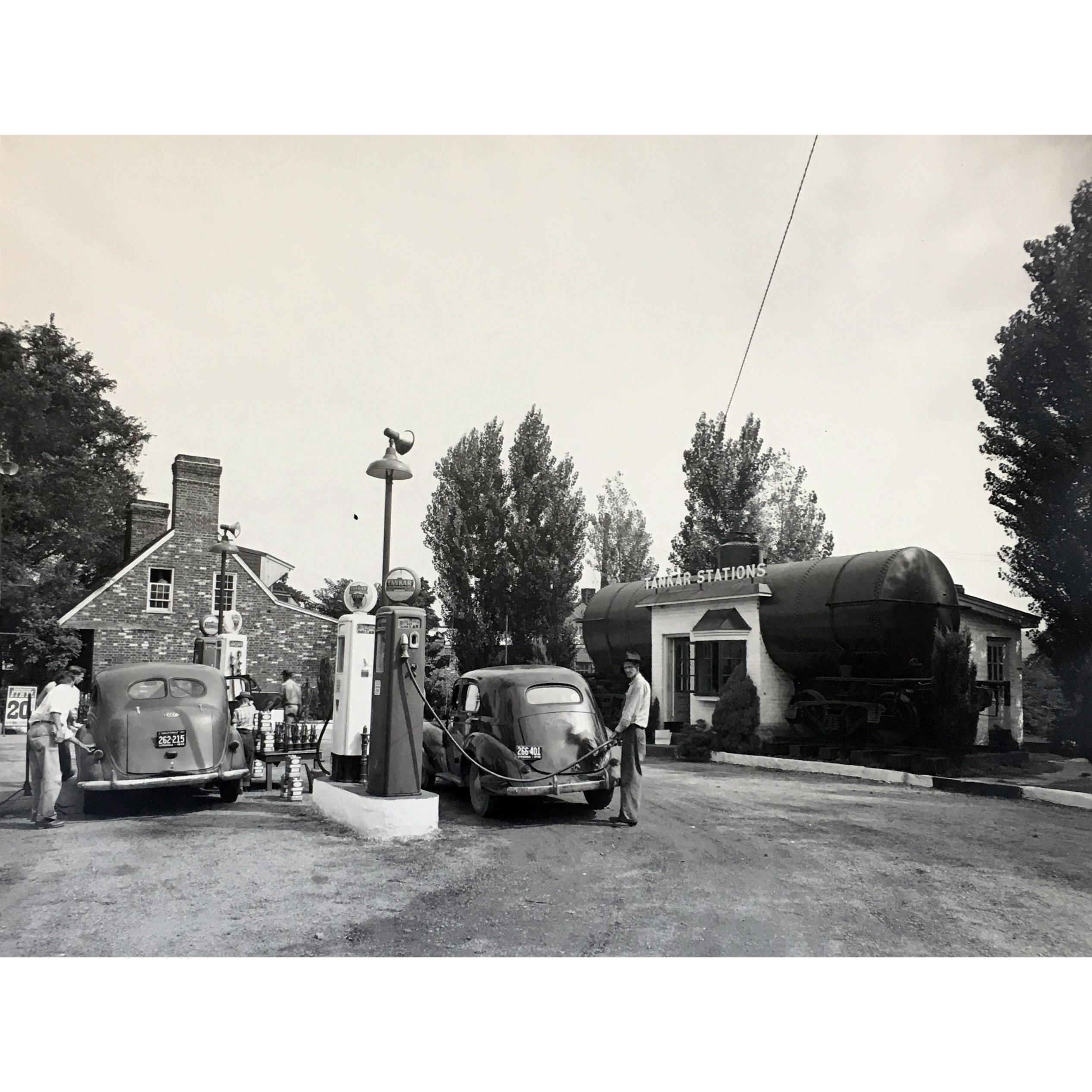 Vintage 1950s Gas Station Photograph