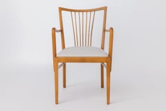 Vintage 1950s German Armchair  Solid Beech Wood  Newly Upholstered Chair