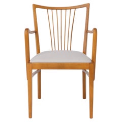Vintage 1950s German Armchair  Solid Beech Wood  Newly Upholstered Chair