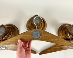 Vintage 1950s German Hunting Hangers Handcrafted Wood & Pewter Perfect Gift