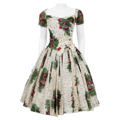 Gigi Young 1950er Jahre Sweetheart Kreis-Skirt-Kleid aus Seide mit Blumen-Gartenmuster