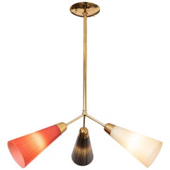 Vintage 1950s Glass and Brass Pendant Light in the Manner of Arteluce Vintage 1950s Glass and Brass Pendant Light in the Manner of Arteluce