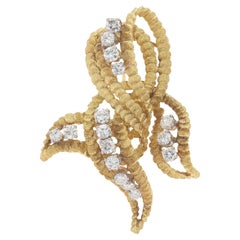 Broche vintage des années 1950 en or et diamant de 2,20 carats