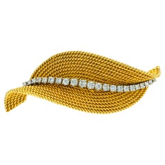 Broche en or des années 1950 avec diamants de 1,20 carat