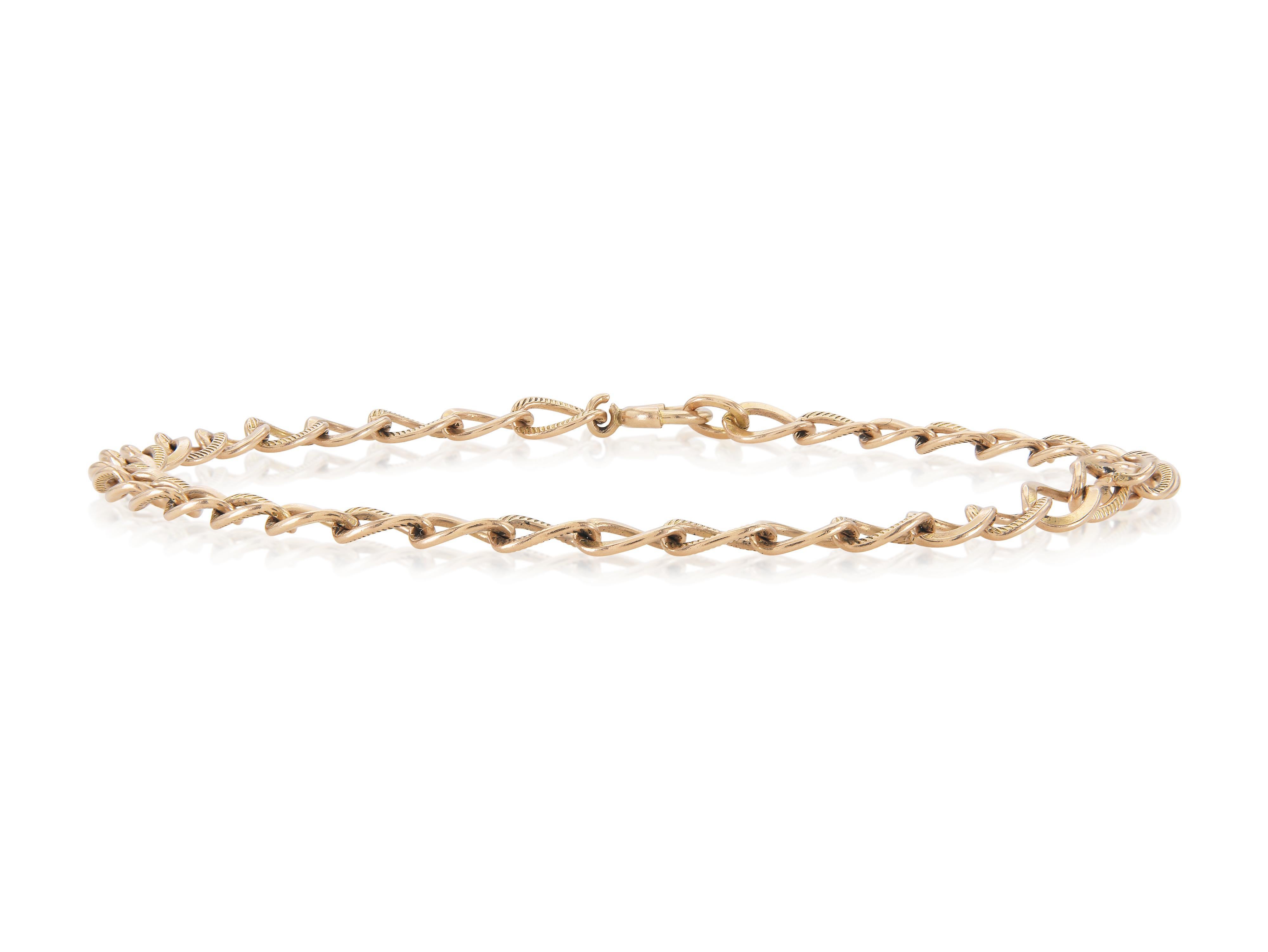 Vintage 1950s Gold Curb Link Armband im Zustand „Gut“ im Angebot in New York, NY