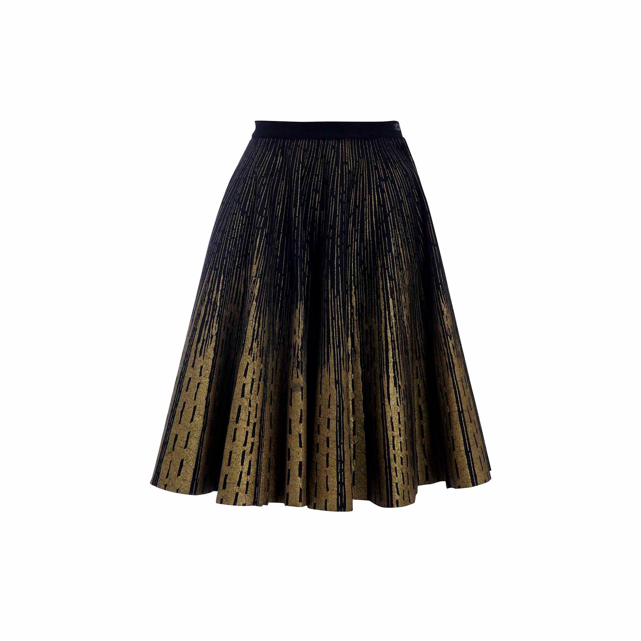 Vintage 1950s Gold Foil & Felt Wool Circle Skirt In Fair Condition In KENT, GB