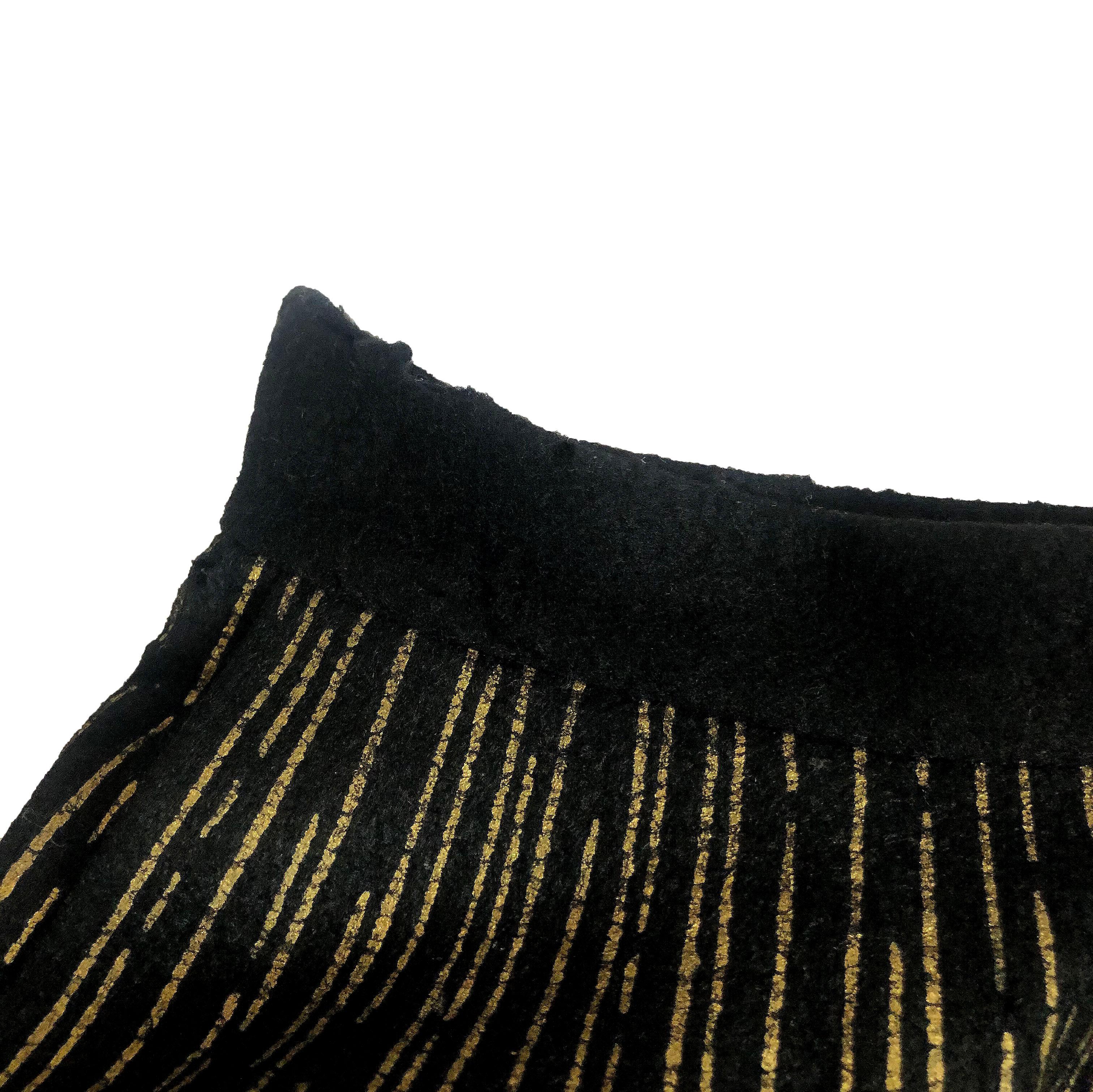 Vintage 1950s Gold Foil & Felt Wool Circle Skirt 1