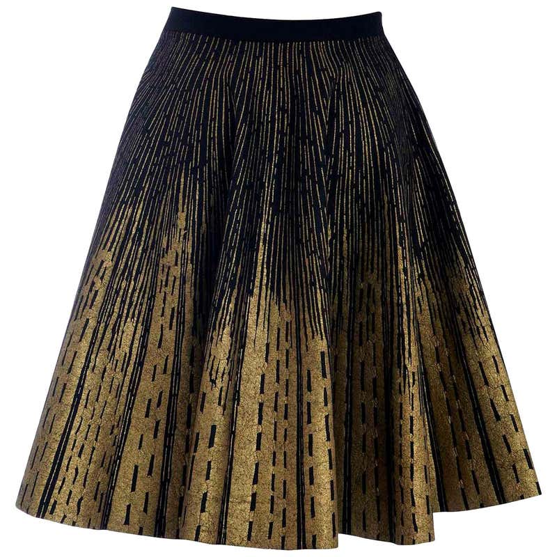 Vintage 1950s Gold Foil and Felt Wool Circle Skirt at 1stDibs