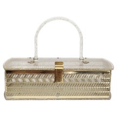 Vintage 1950's Gold Glitter Lucite Box Bag Vintage 1950's Gold Metal Box Bag