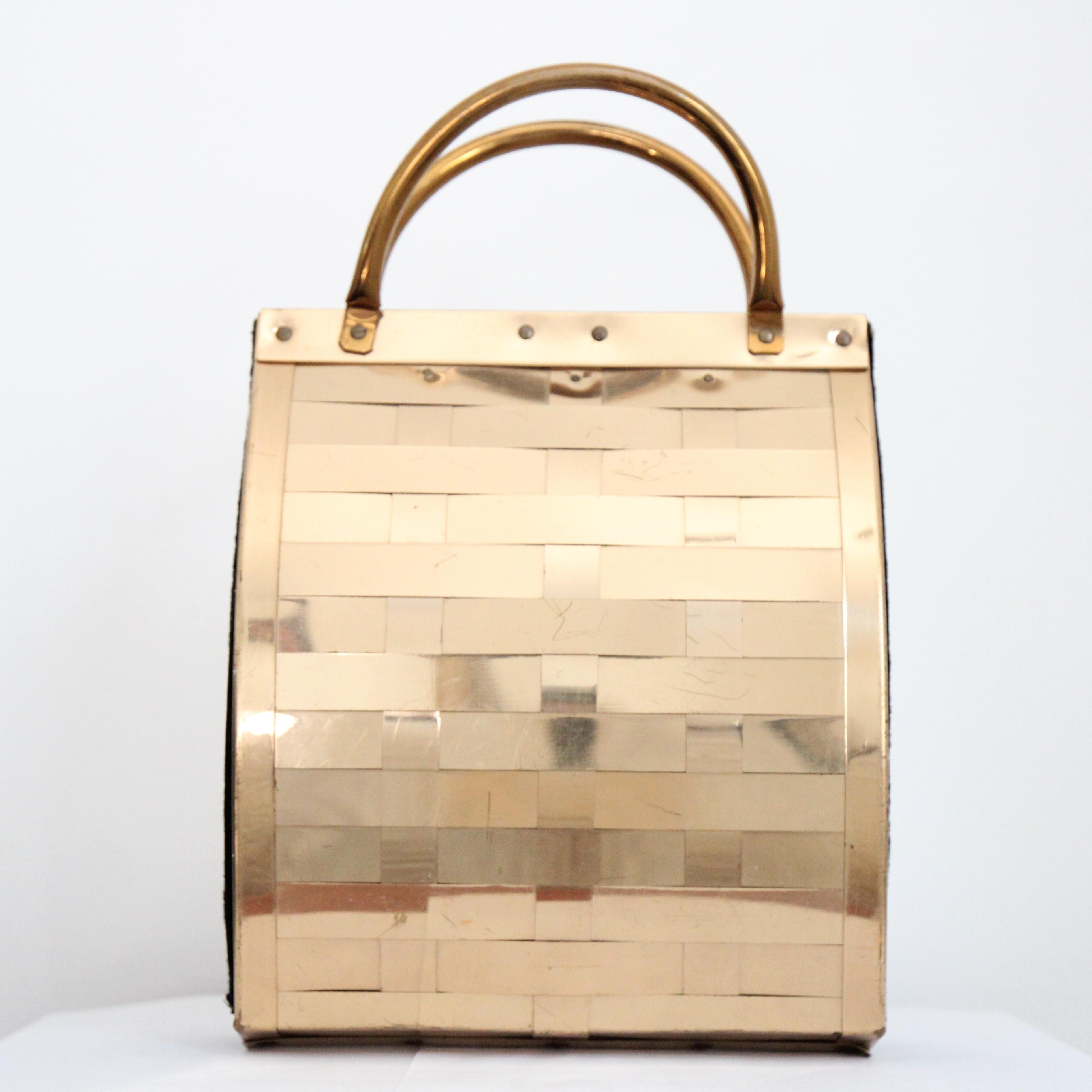 Vintage 1950's Gold Metal forset Rex Woven Box Bag Gold Box Bag 1950s Handbag 1