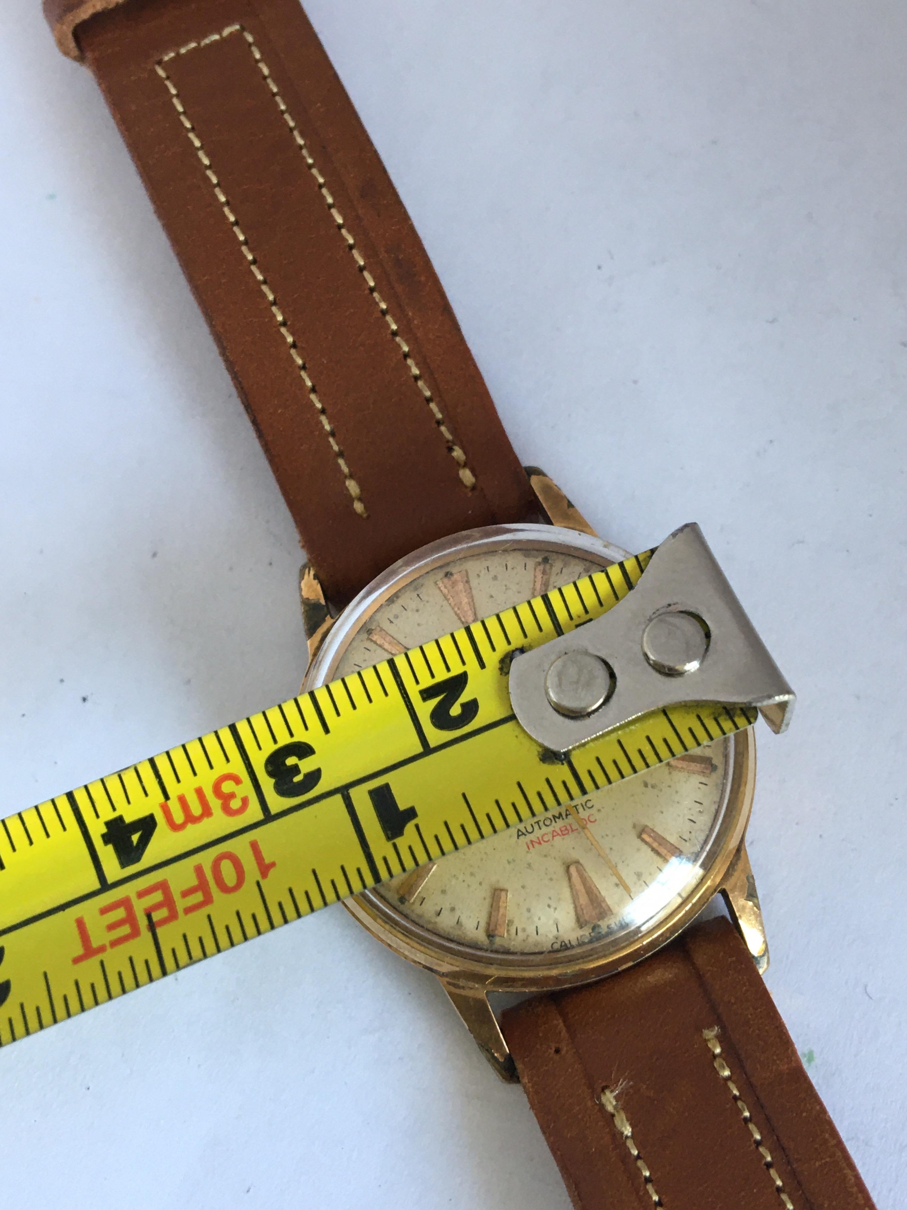 Vintage 1950s Gold Plated and Stainless Steel Back Automatic Watch For Sale 3