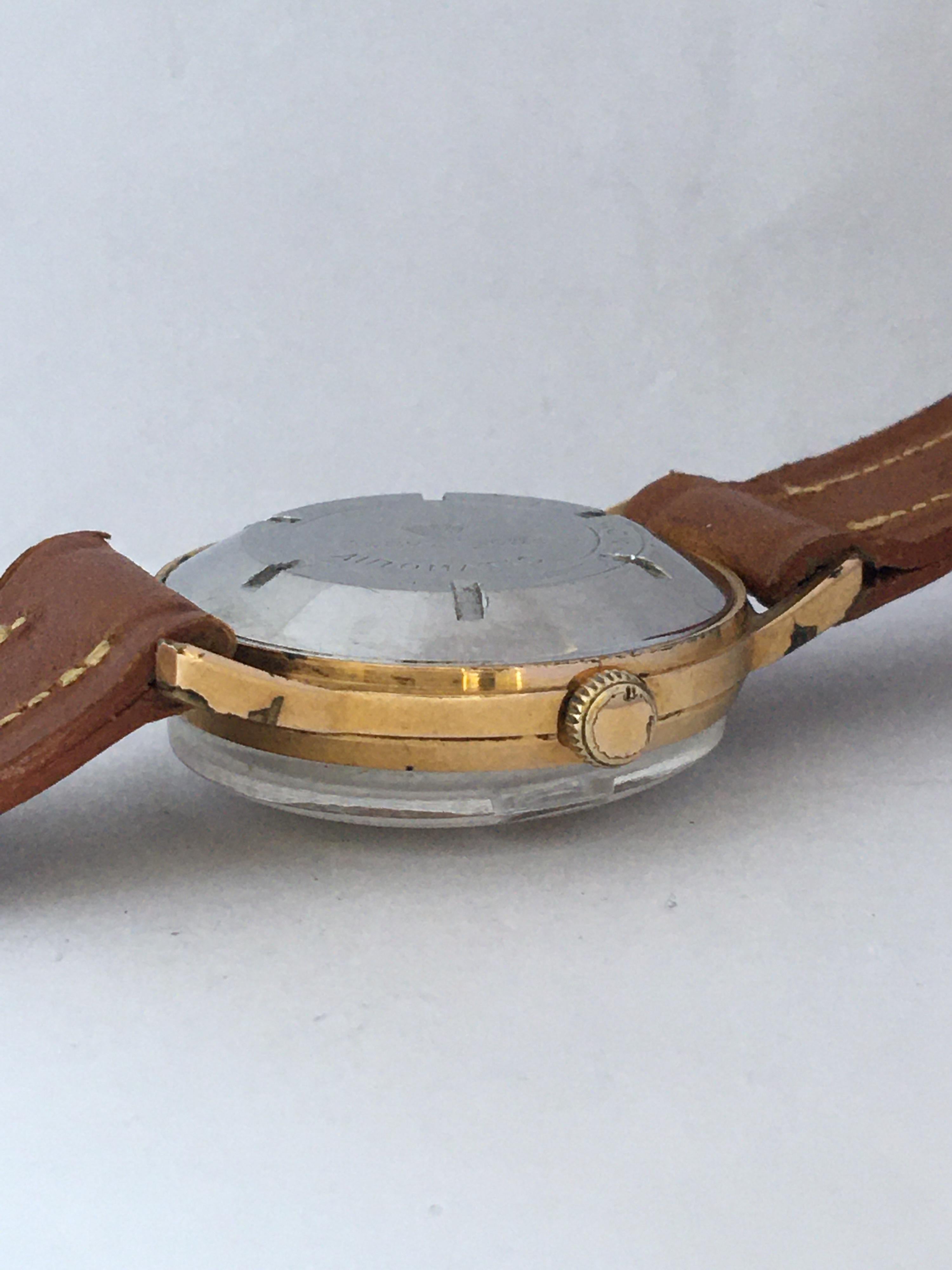 Women's or Men's Vintage 1950s Gold Plated and Stainless Steel Back Automatic Watch For Sale