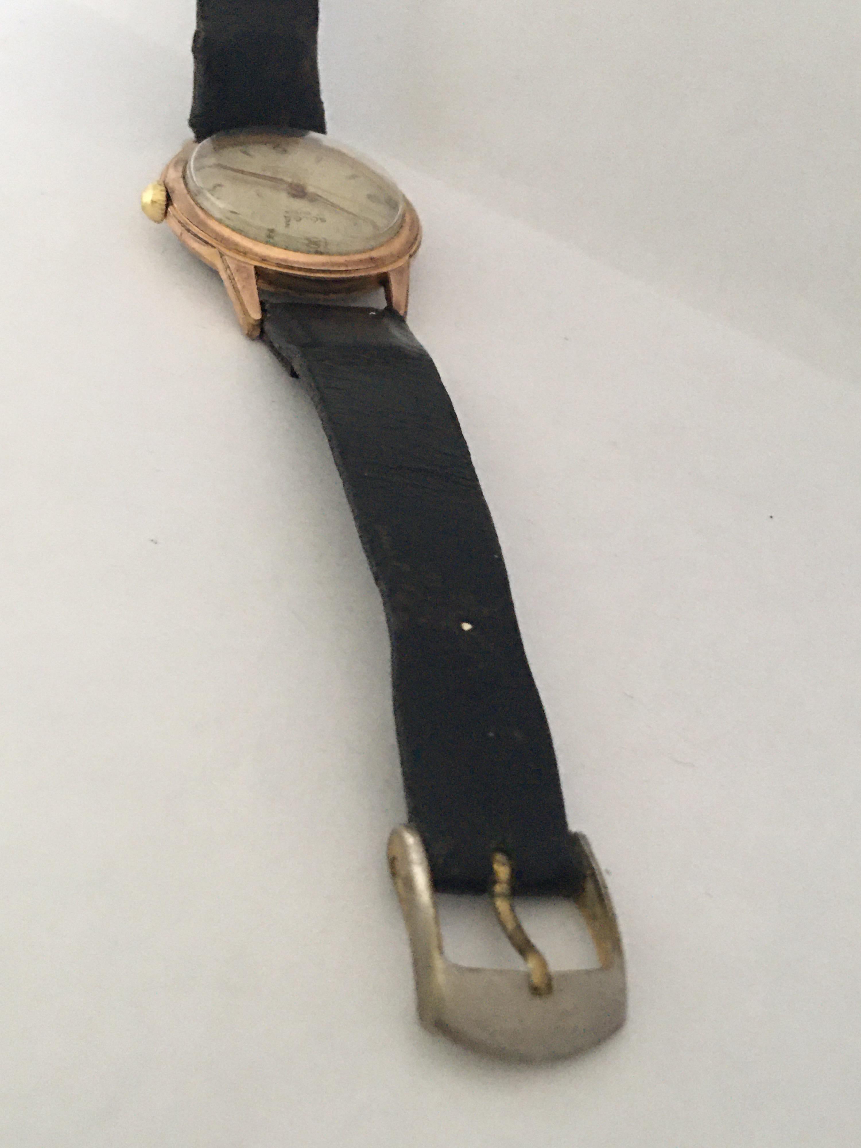 Vintage 1950s Gold-Plated and Stainless Steel Back Mechanical Watch For Sale 3