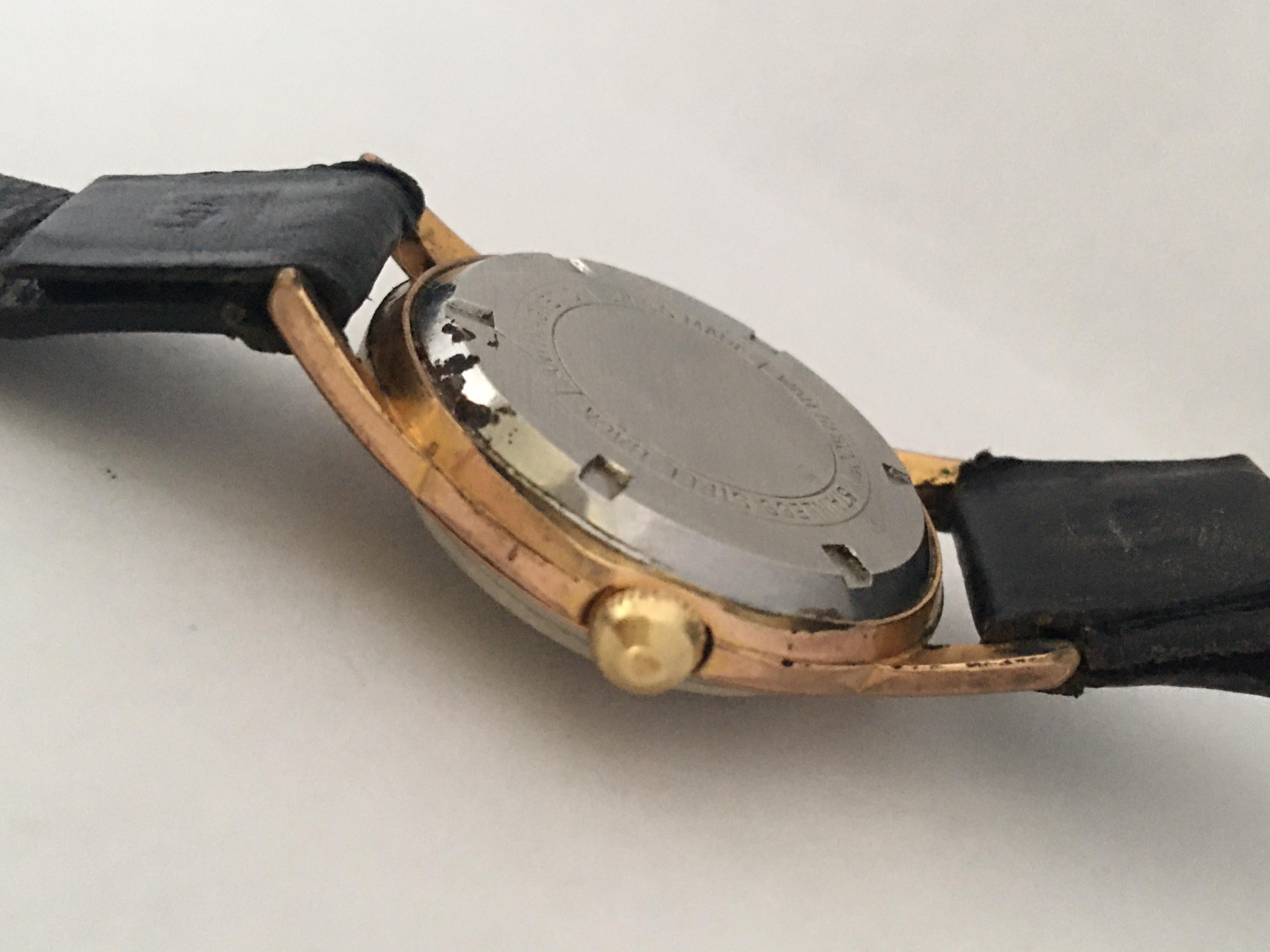 Vintage 1950s Gold-Plated and Stainless Steel Back Mechanical Watch For Sale 4