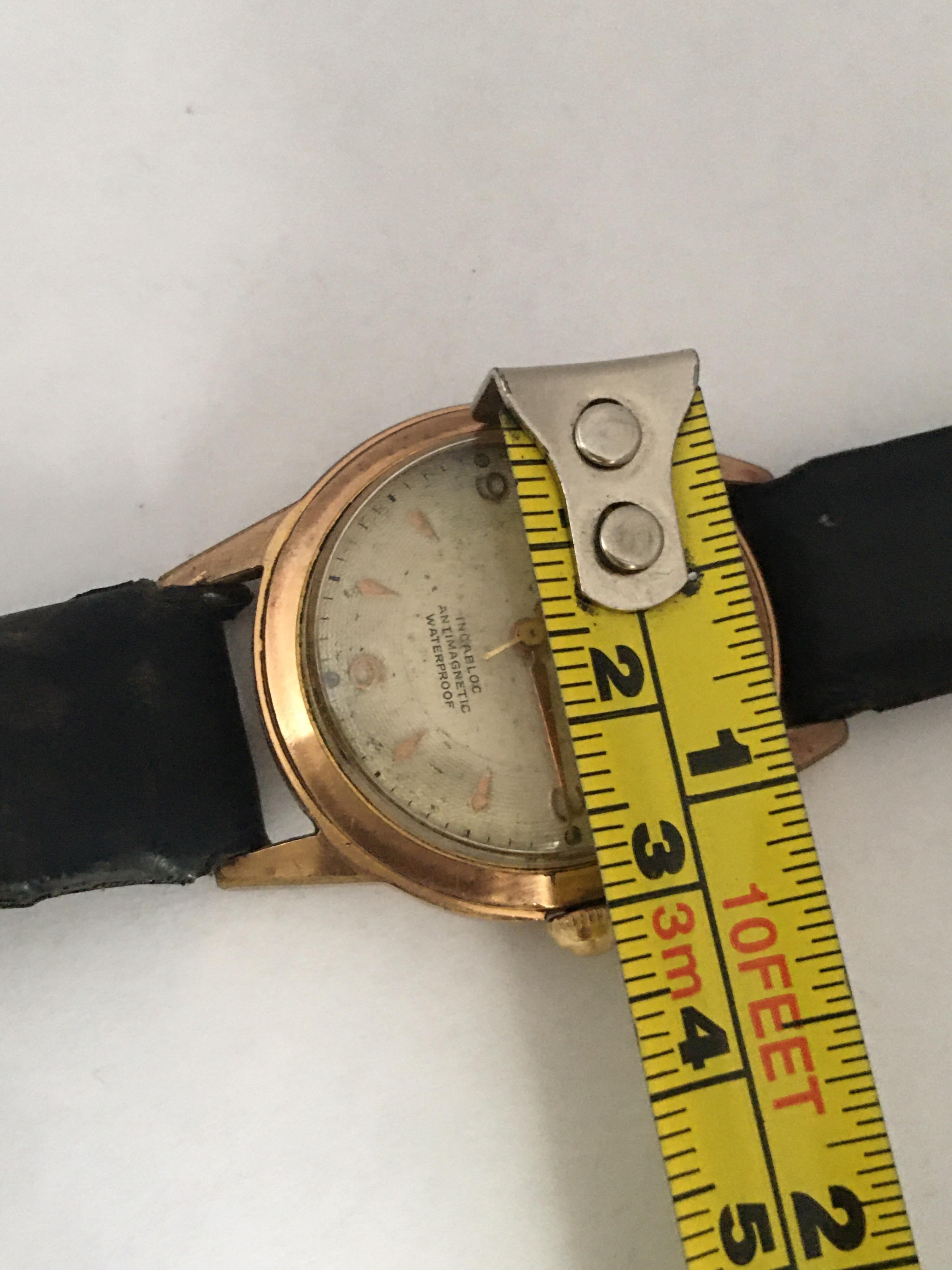 Vintage 1950s Gold-Plated and Stainless Steel Back Mechanical Watch In Fair Condition For Sale In Carlisle, GB