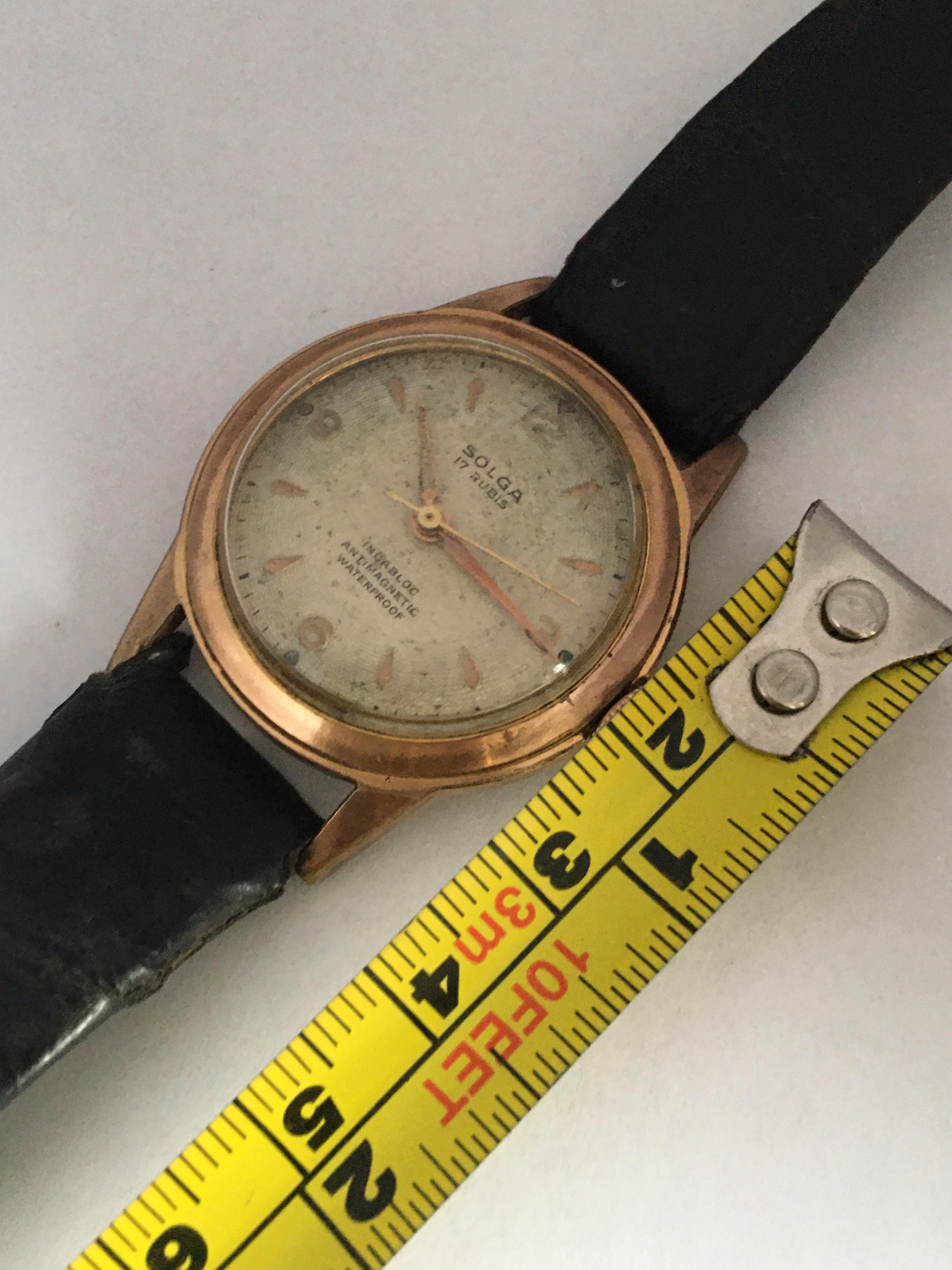 Women's or Men's Vintage 1950s Gold-Plated and Stainless Steel Back Mechanical Watch For Sale