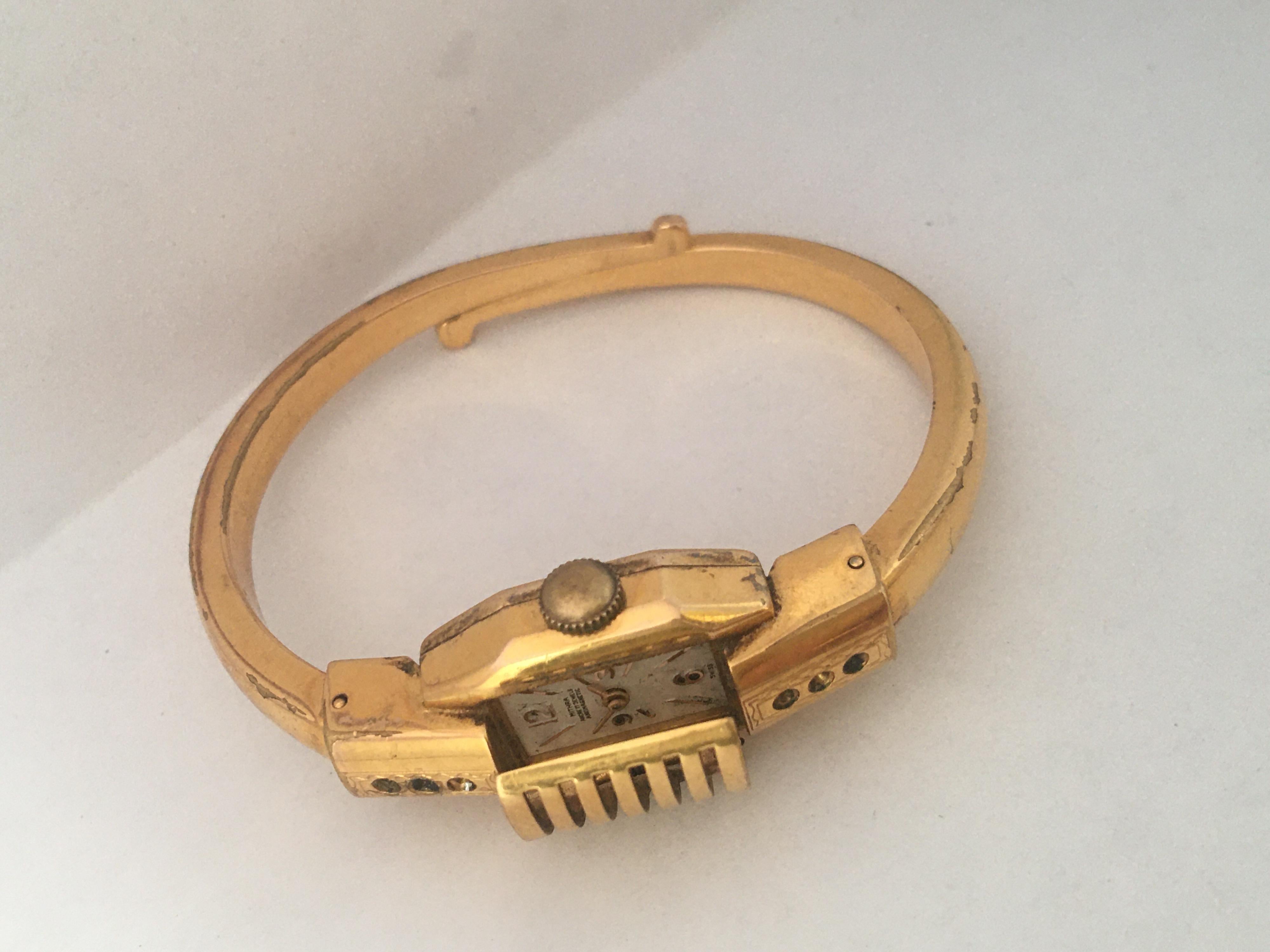 Vintage 1950s Gold-Plated Bangle Swiss Mechanical Watch 4