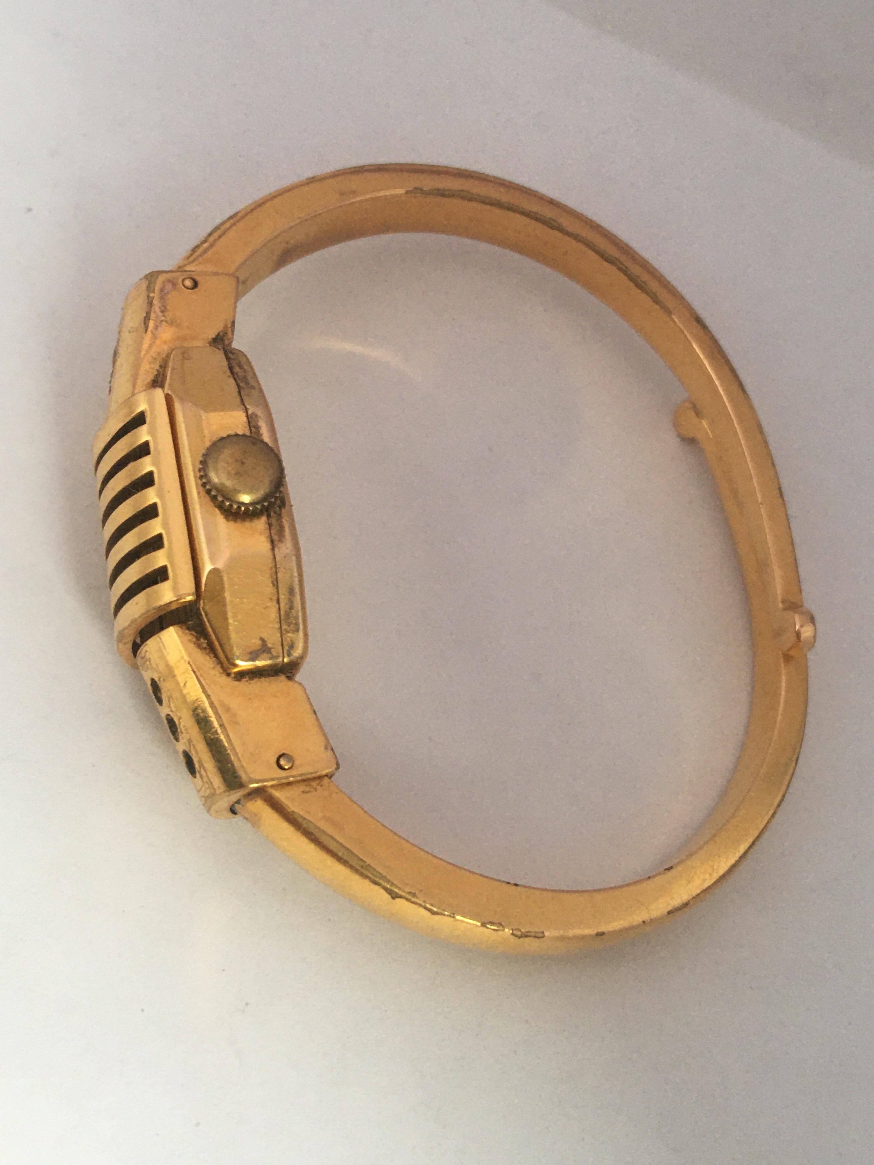 Vintage 1950s Gold-Plated Bangle Swiss Mechanical Watch 5