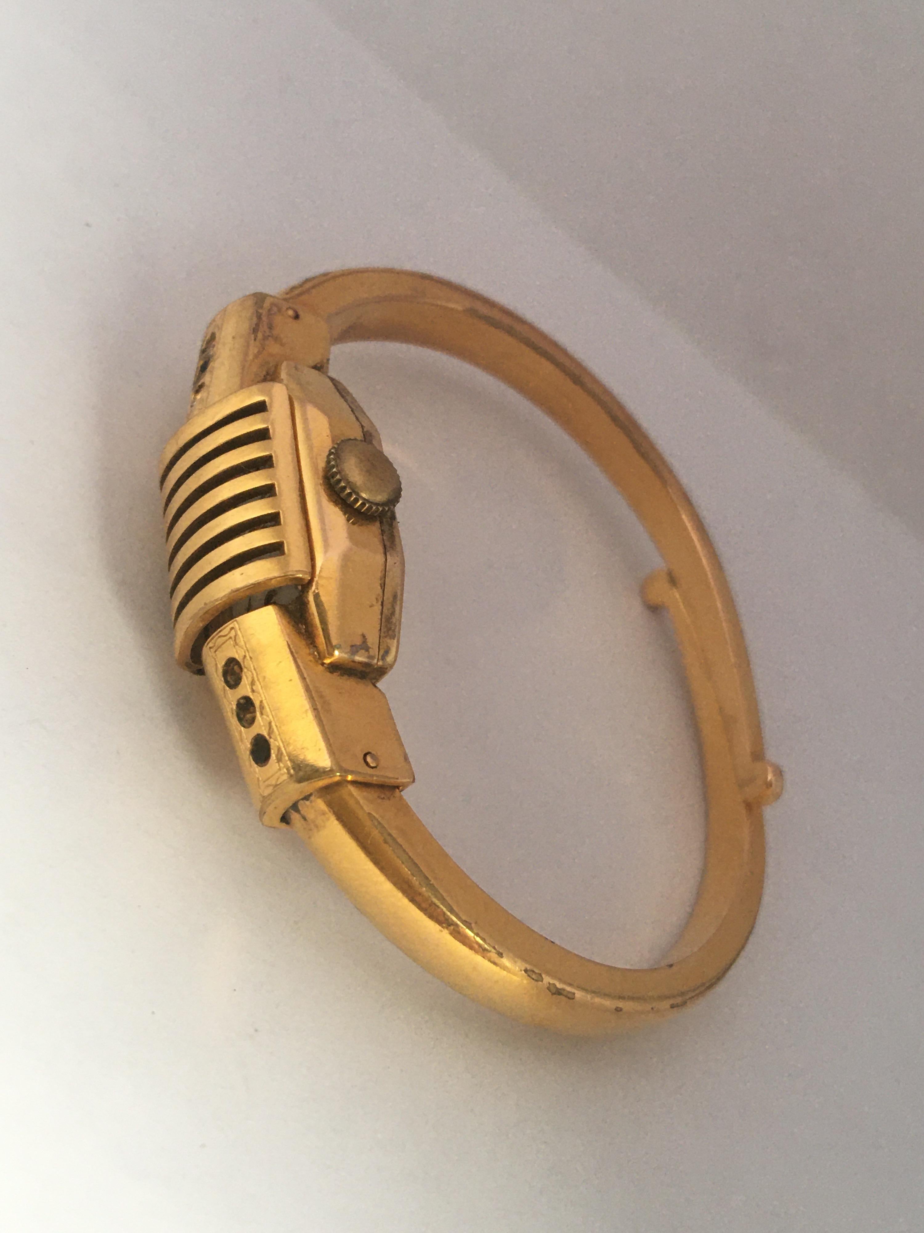 Vintage 1950s Gold-Plated Bangle Swiss Mechanical Watch 6