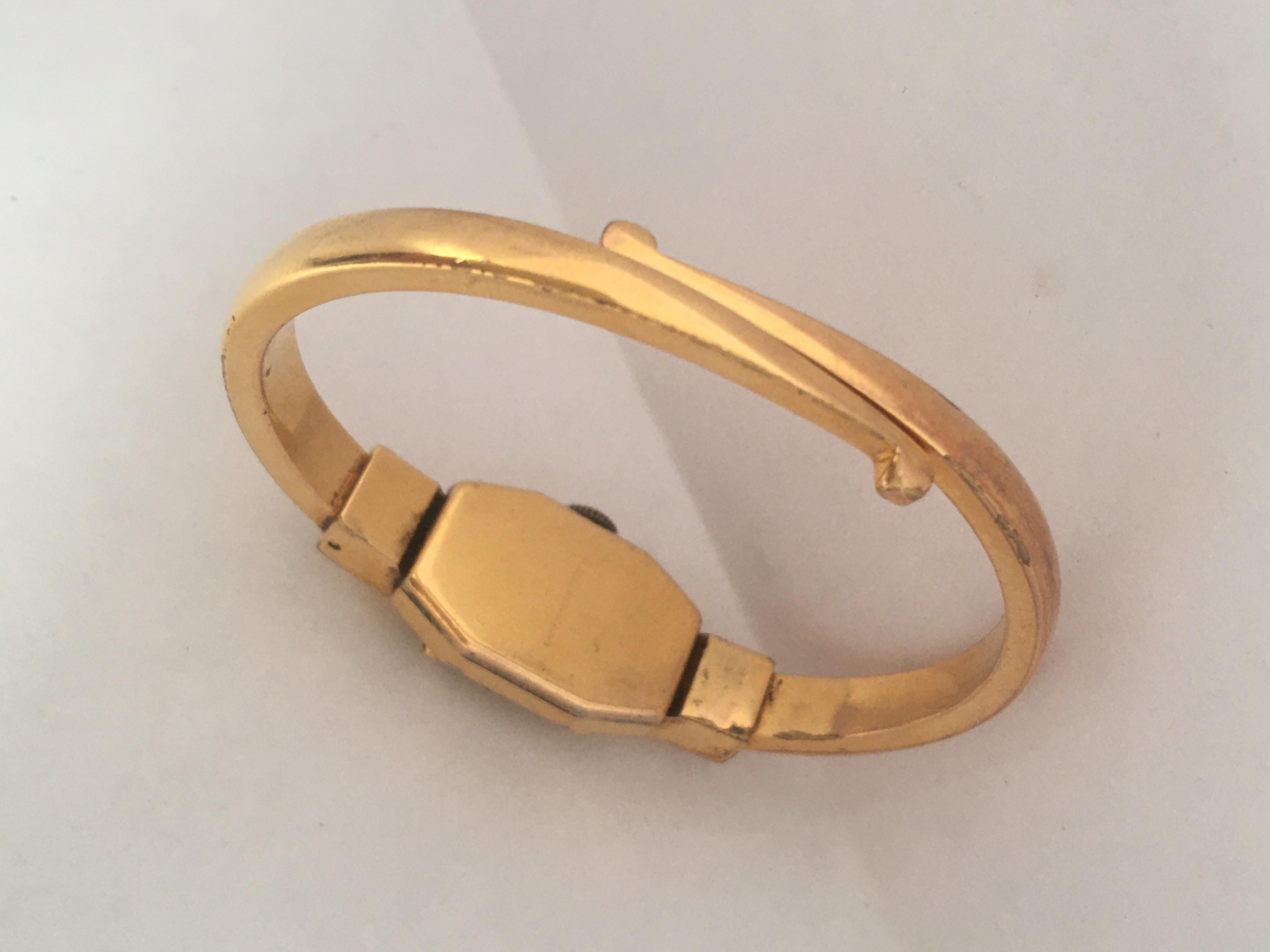 Vintage 1950s Gold-Plated Bangle Swiss Mechanical Watch 7