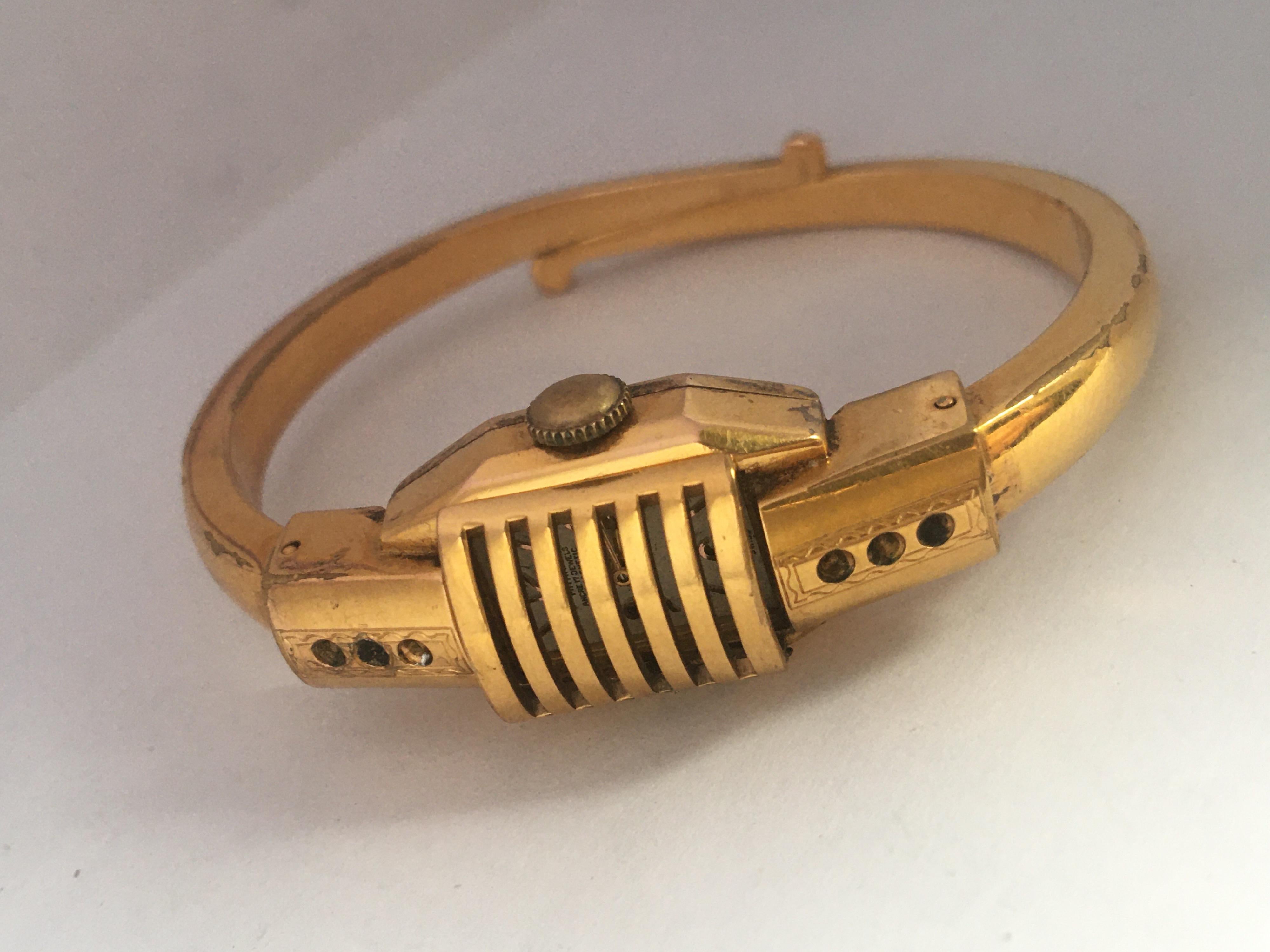 Vintage 1950s Gold-Plated Bangle Swiss Mechanical Watch 8