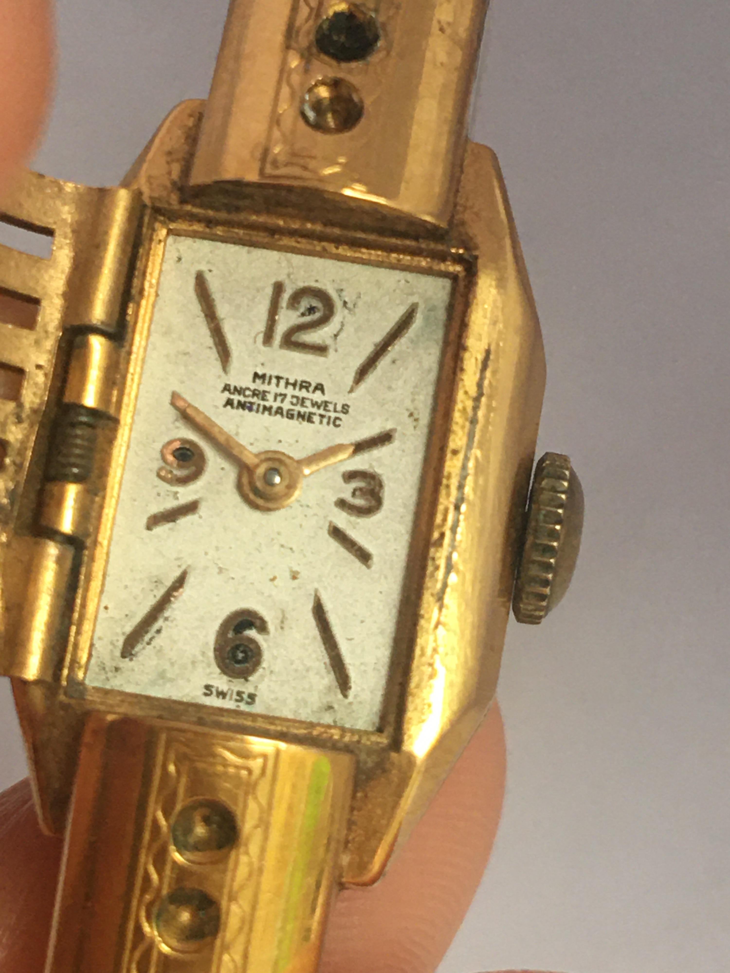 Vintage 1950s Gold-Plated Bangle Swiss Mechanical Watch 1