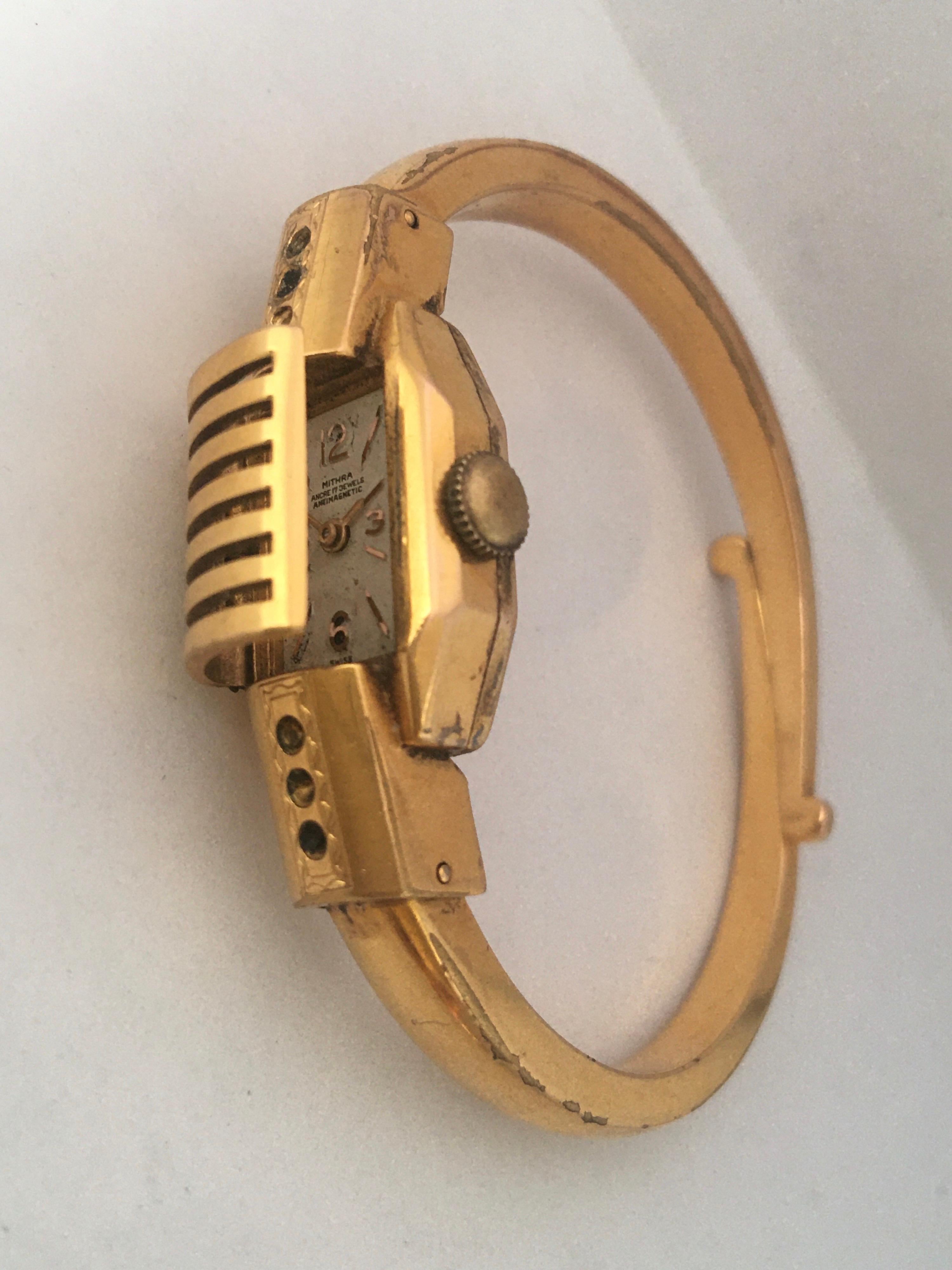 Vintage 1950s Gold-Plated Bangle Swiss Mechanical Watch 2