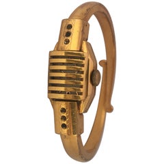 Vintage 1950s Gold-Plated Bangle Swiss Mechanical Watch