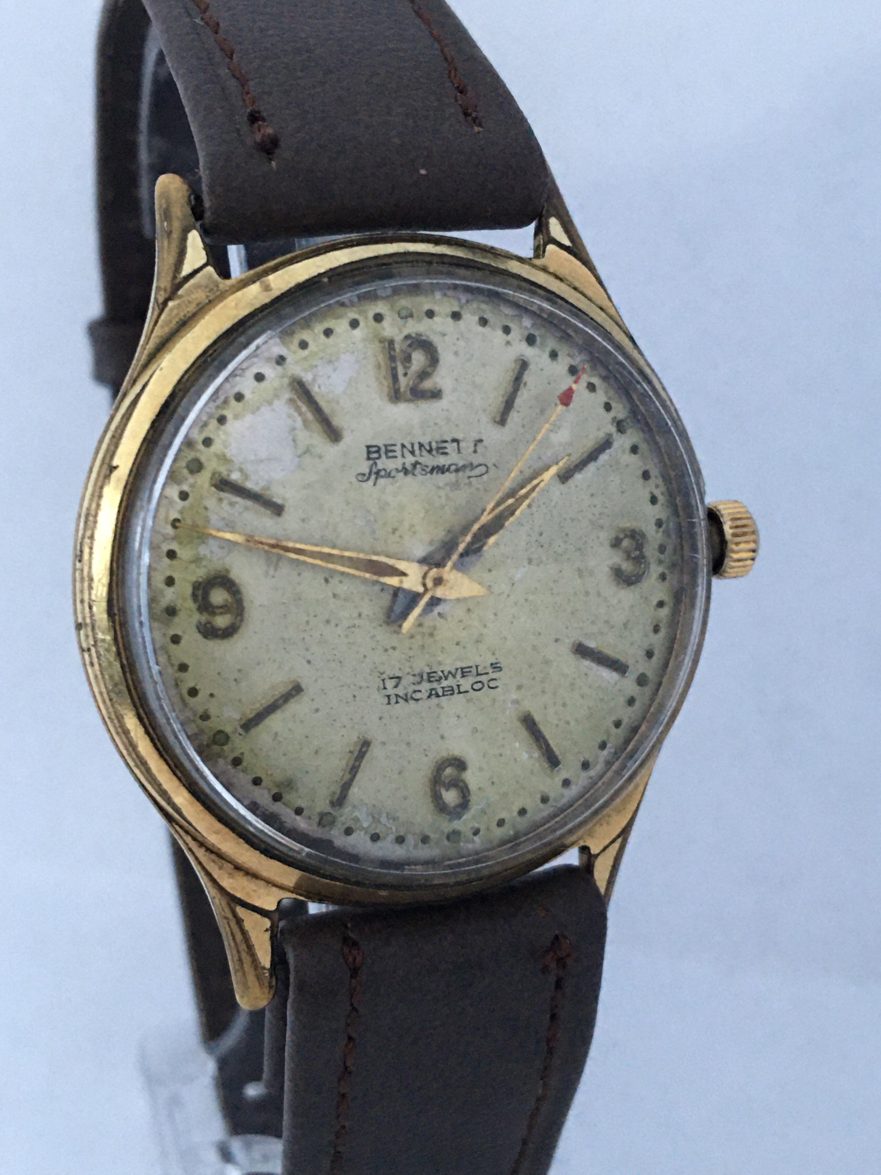 Vintage 1950s Gold-Plated Bennett Sportsman Mechanical Watch 3