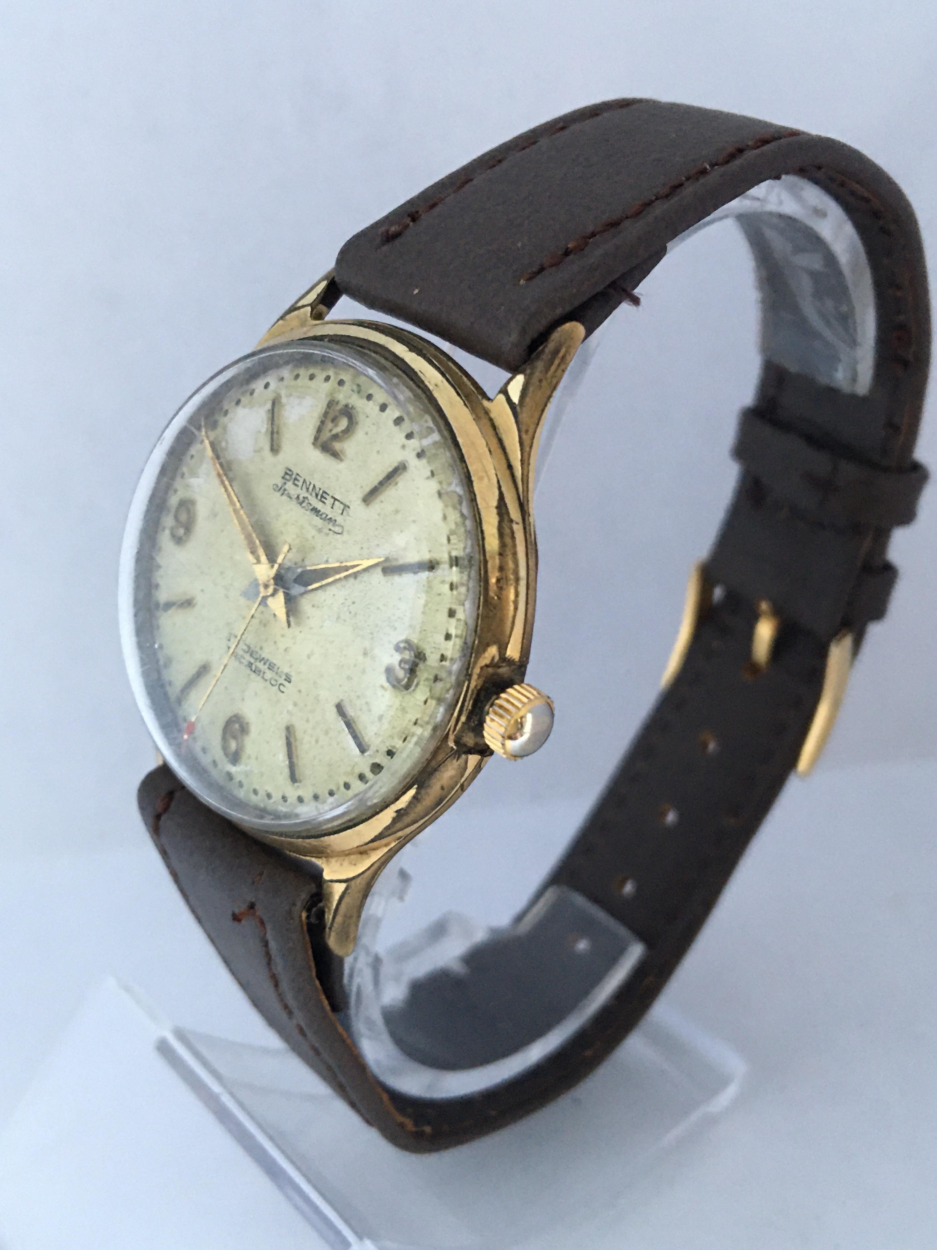 Vintage 1950s Gold-Plated Bennett Sportsman Mechanical Watch 2