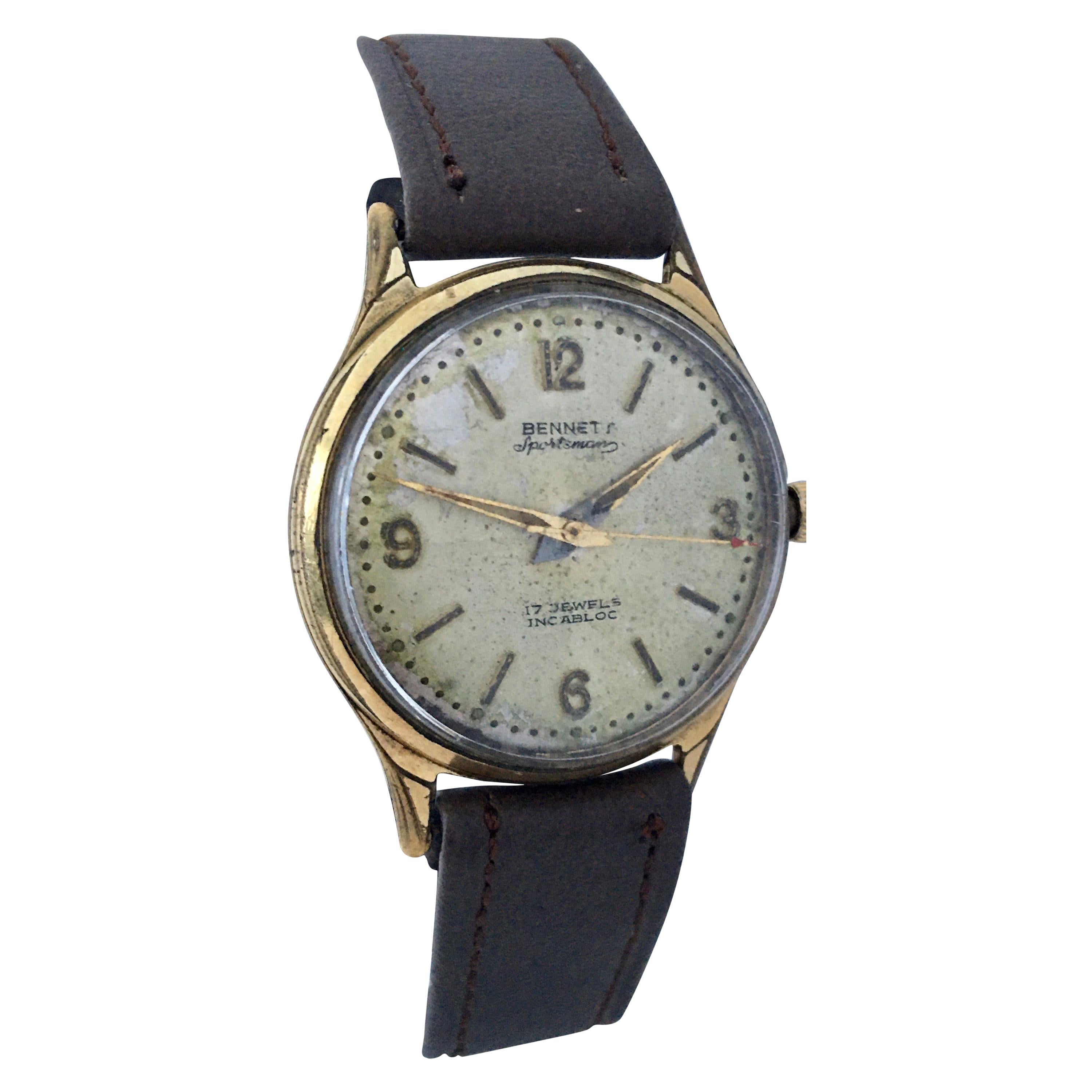 Vintage 1950s Gold-Plated Bennett Sportsman Mechanical Watch