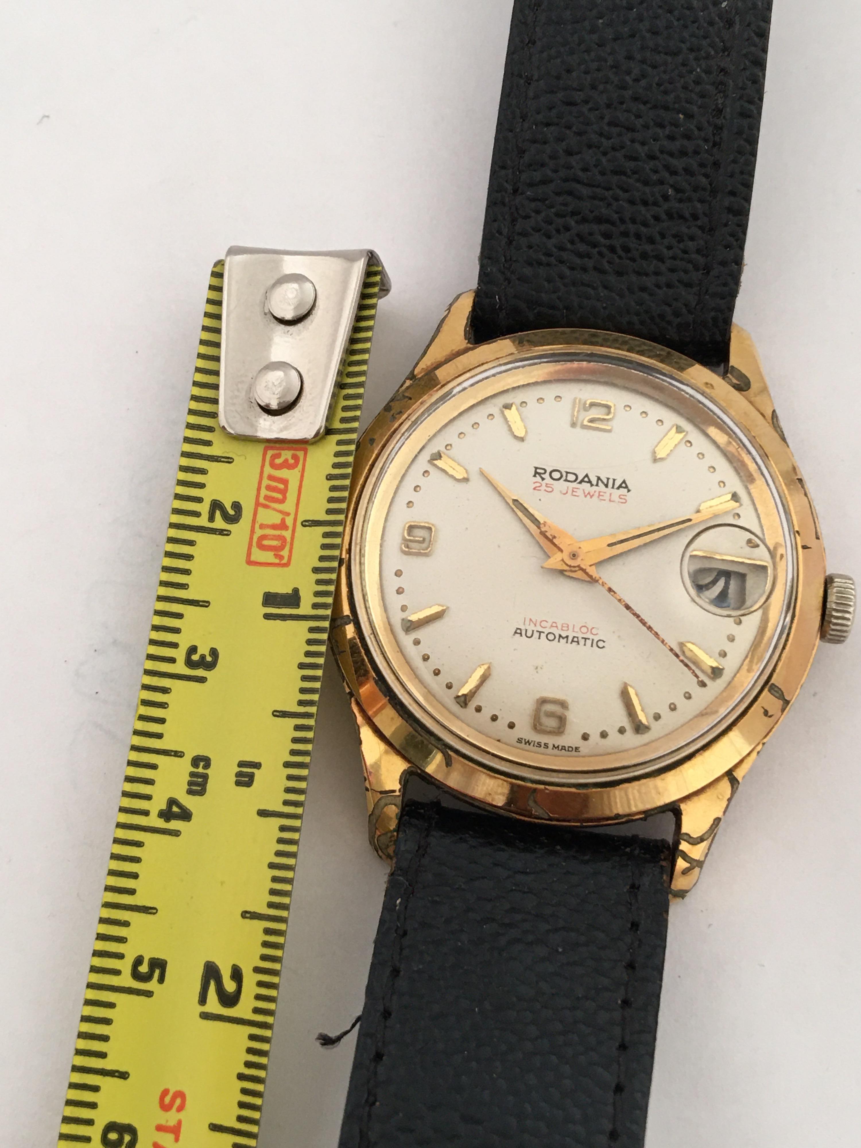 Vintage 1950s Gold-Plated and Stainless Steel 25 Jewels Swiss Automatic Watch In Good Condition For Sale In Carlisle, GB