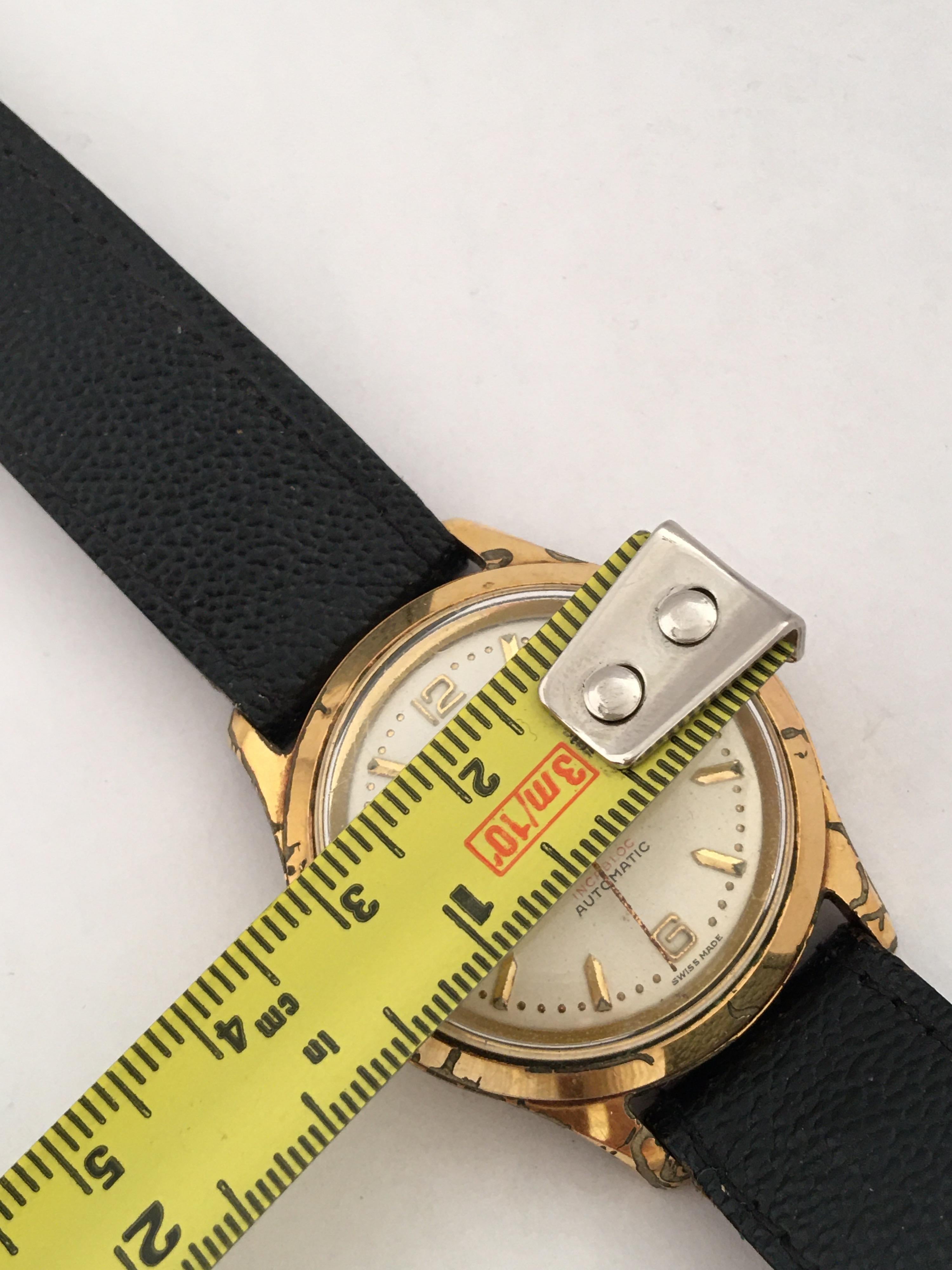 Women's or Men's Vintage 1950s Gold-Plated and Stainless Steel 25 Jewels Swiss Automatic Watch For Sale