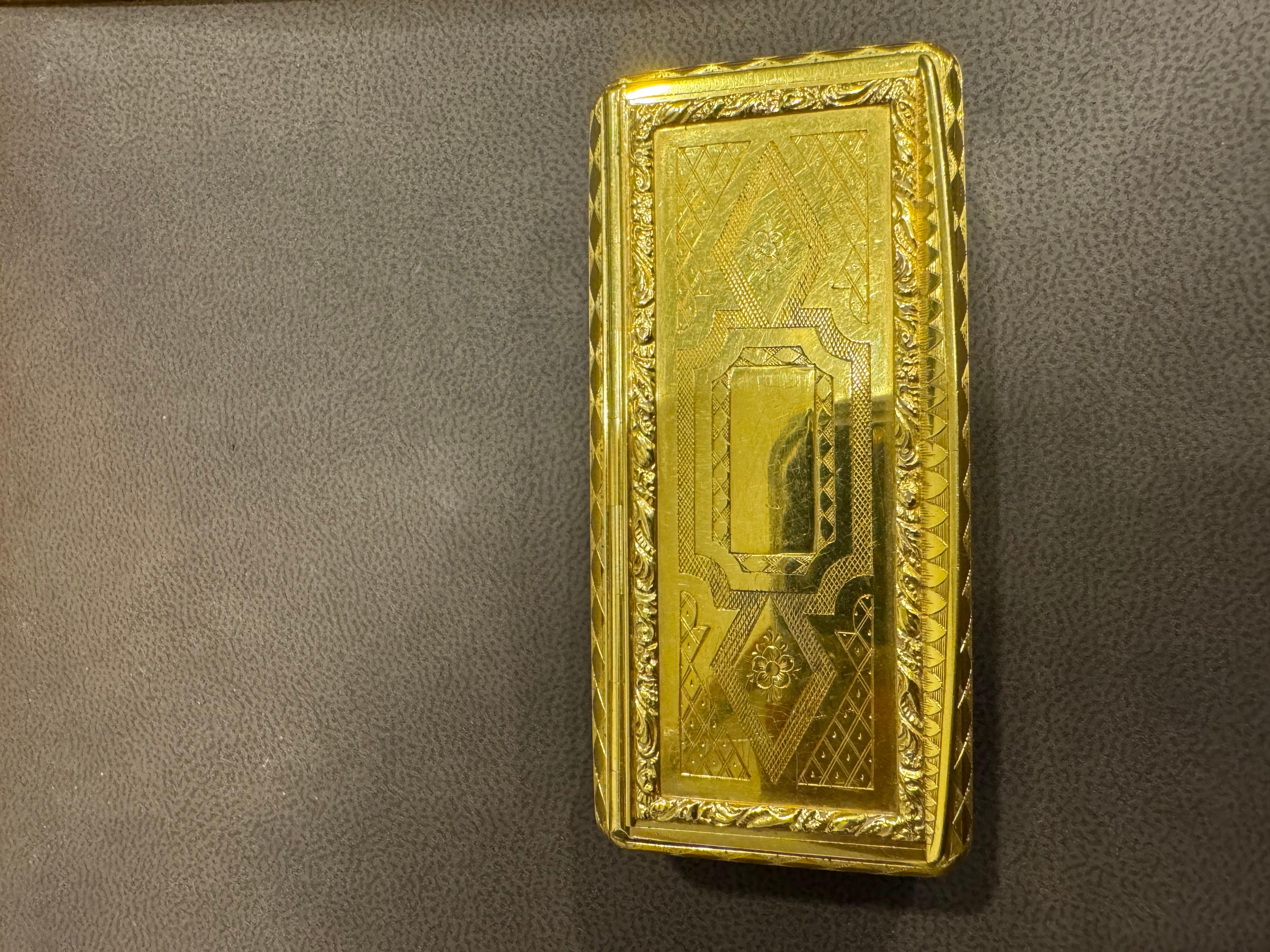 Vintage 1950s Gold Rectangular BOX 18 Karat Yellow Gold 130 Gram 3.2X1.5X1 Inchs Unisexe en vente