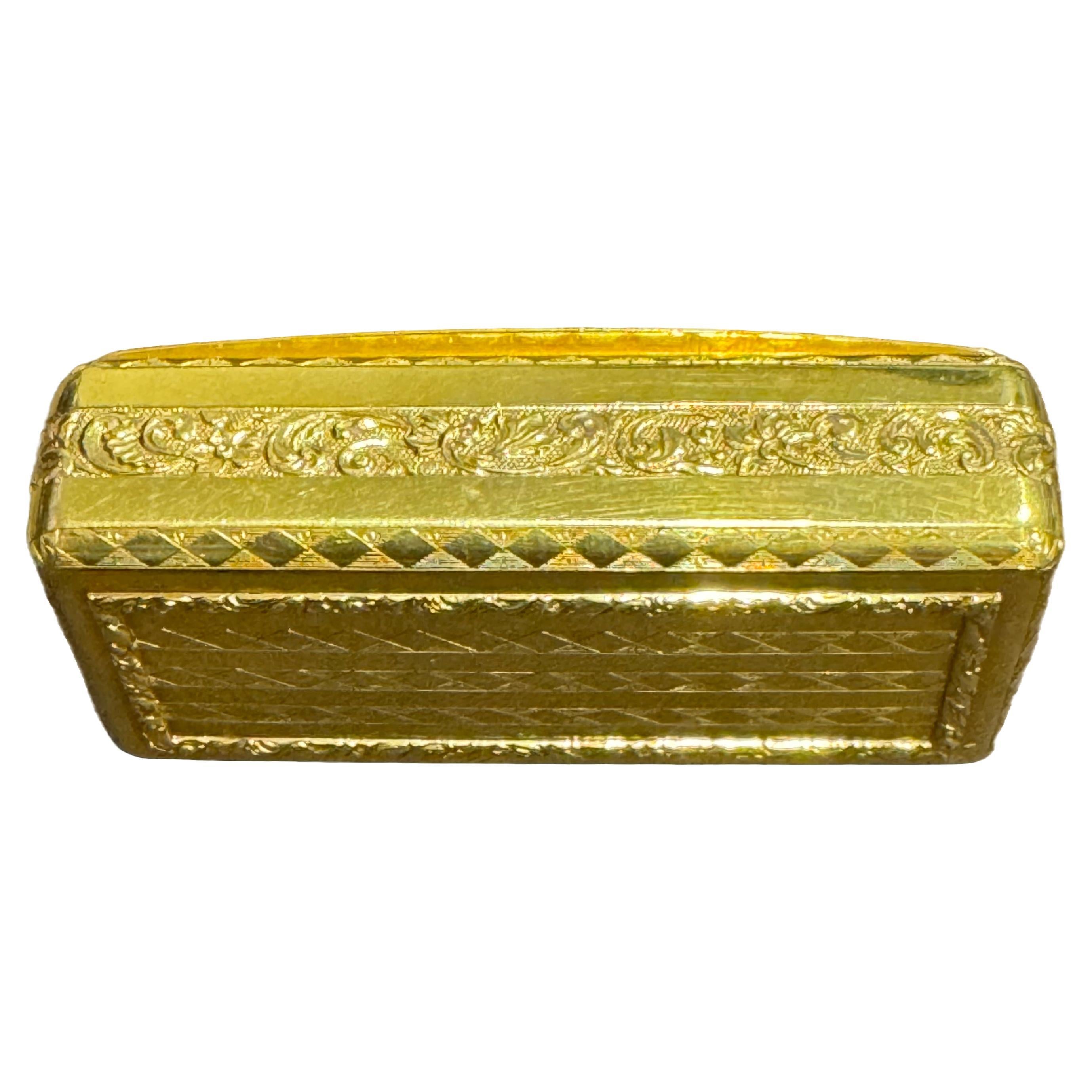 CAJA Rectangular de Oro Vintage de los Años 50 Oro Amarillo de 18 Kilates 130 Gramos 3.2X1.5X1 Pulgadas