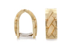Boutons de manchette Vintage 1950s Gold Weave