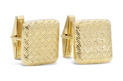 Boutons de manchette Vintage 1950s Gold Weave