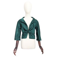 Vintage 1950's Green Silk Brocade Jacket 1950's silk blazer UK 6-8 US 2-4