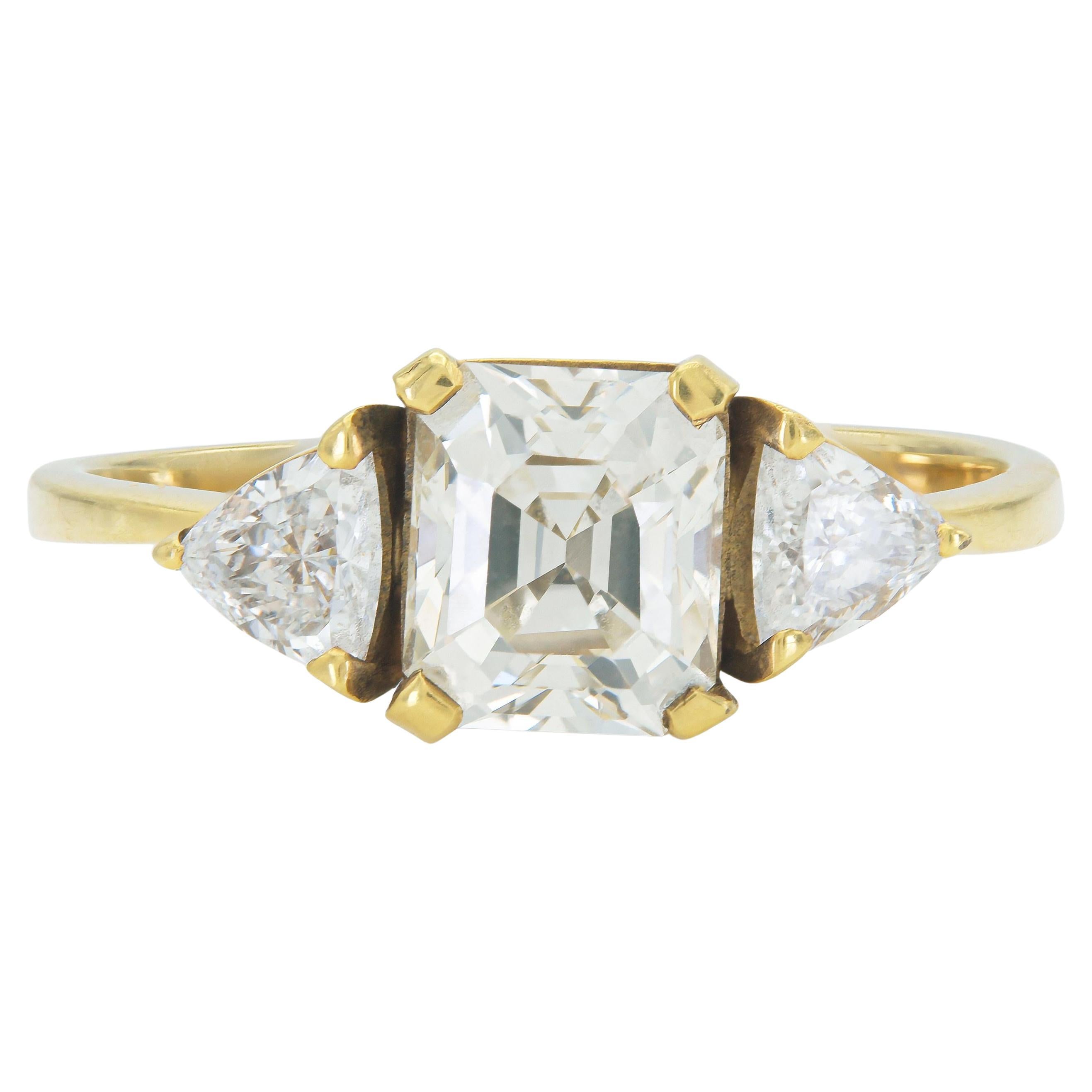 Vintage 1950s H. Stern 1.30 Carat Emerald Cut Diamond Engagement Ring