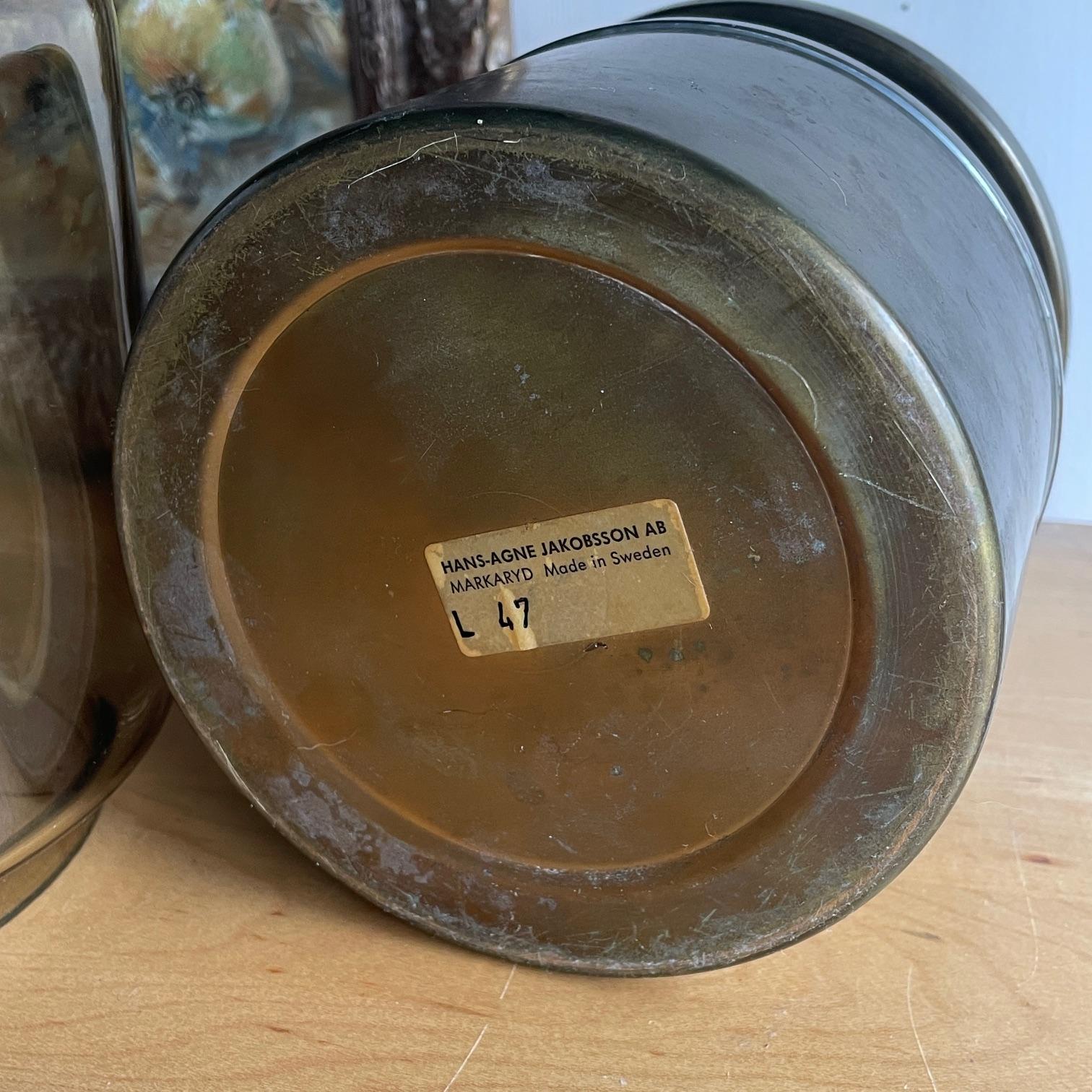 Vintage 1950s Hans-Agne Jakobsson Oil Lamp Model L-47 Vintage Brass Amber Glass For Sale 4