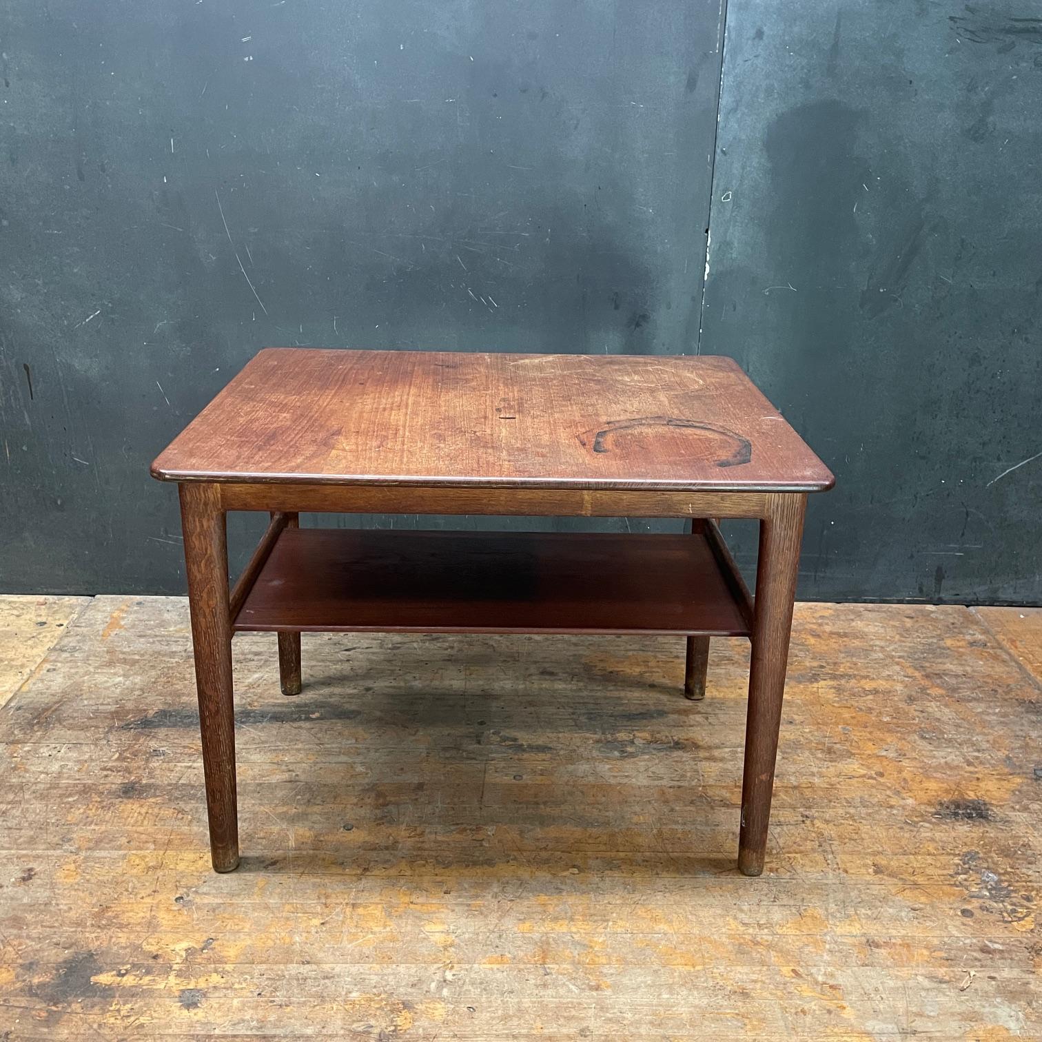 Hand-Crafted Vintage 1950s Hans Wegner Johannes Hansen Oak Teak Tray Table Danish Modern