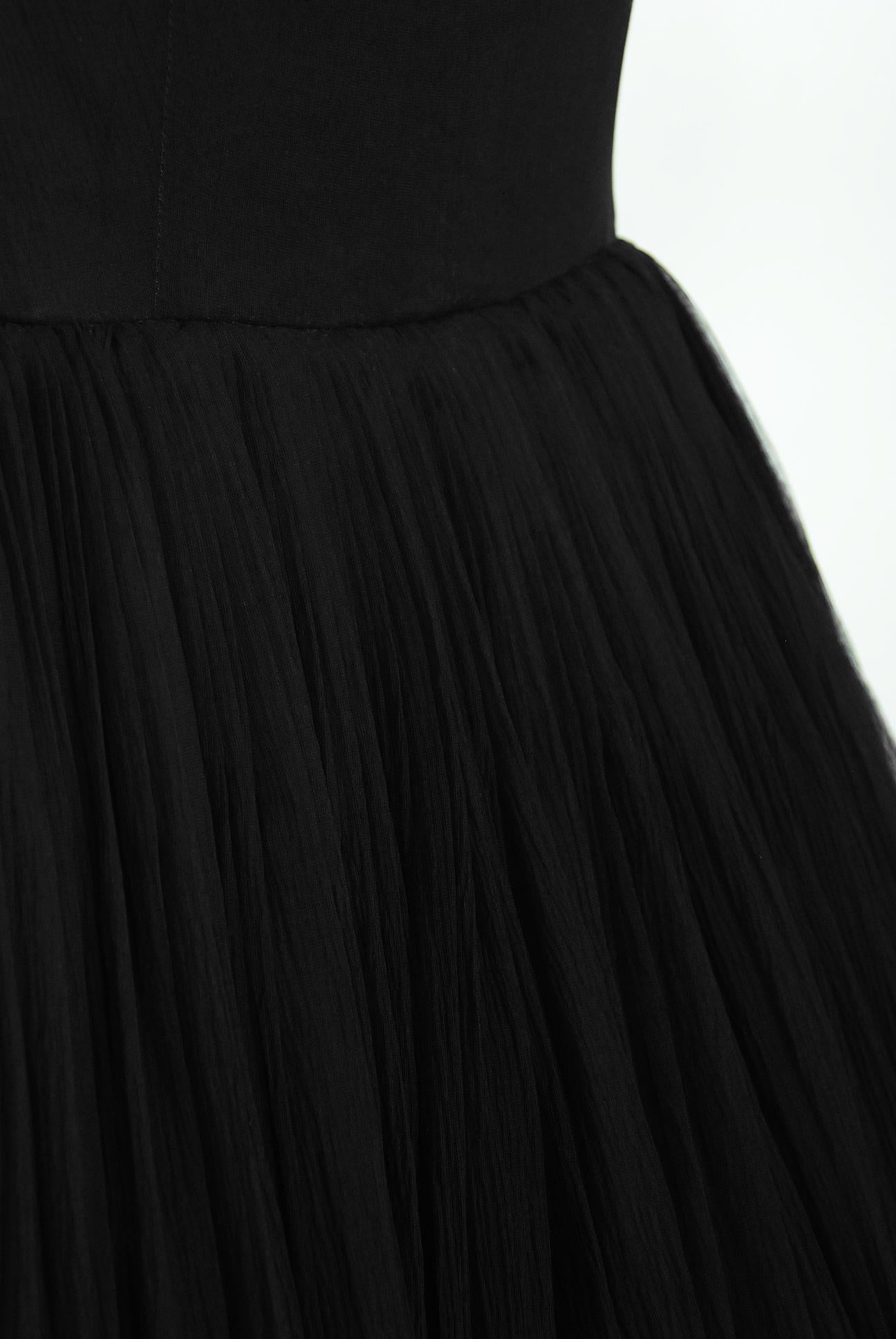 Vintage 1950's Harvey Berin Documented Black Chiffon & Lace Illusion Full Dress 3