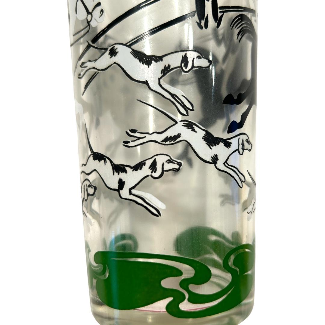 Vintage 1950s Hazel Atlas Glass Co. “Tally Ho” Hunt Scene Cocktail Shaker In Good Condition In Naples, FL