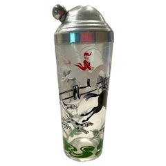 Retro 1950s Hazel Atlas Glass Co. “Tally Ho” Hunt Scene Cocktail Shaker