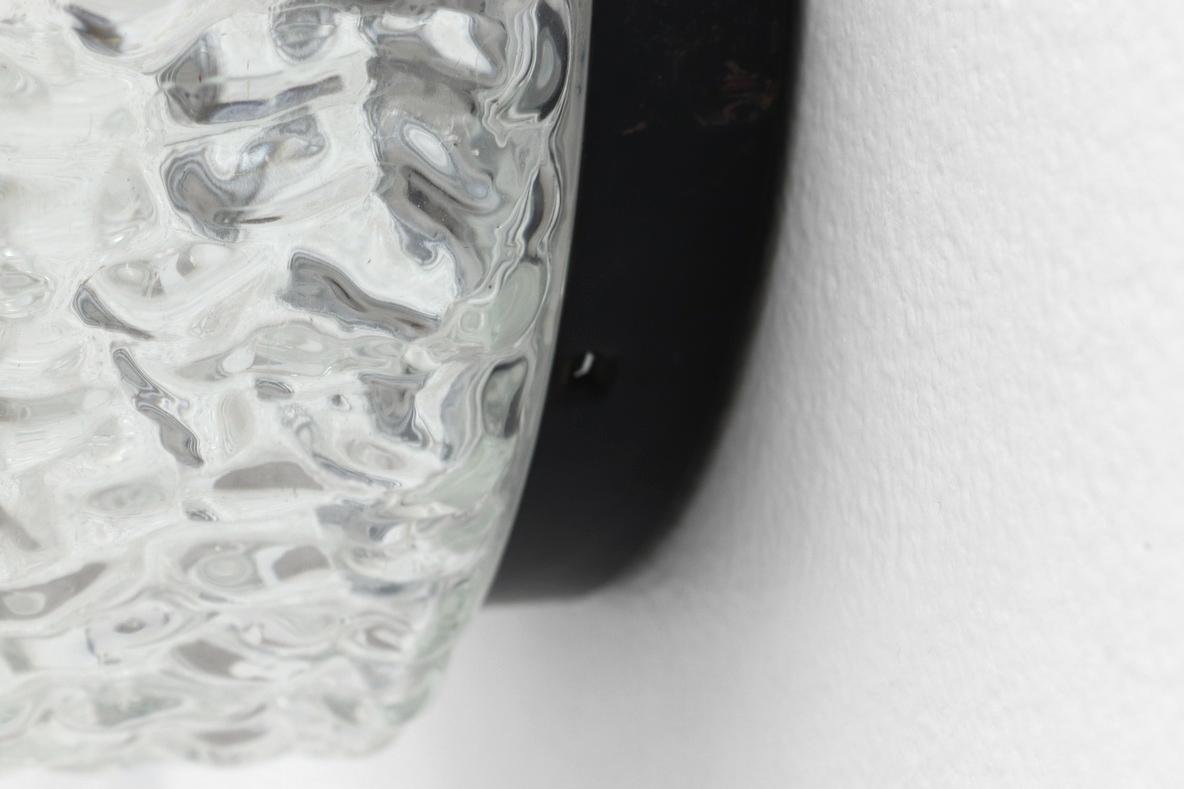 Early 1950's Heavy Molded Glass Ceiling or Wall Sconce with Ornate Design For Sale 5