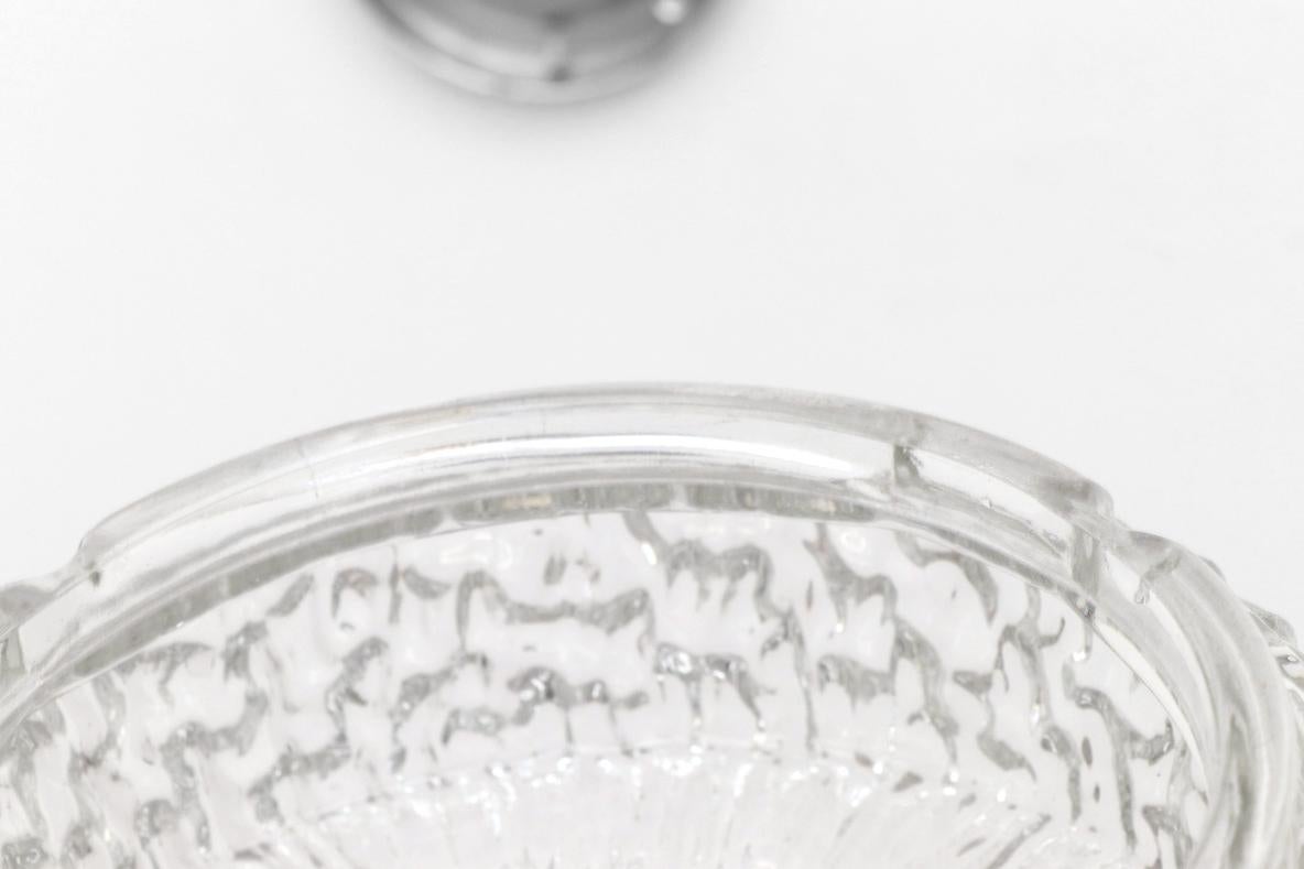 Early 1950's Heavy Molded Glass Ceiling or Wall Sconce with Ornate Design For Sale 7