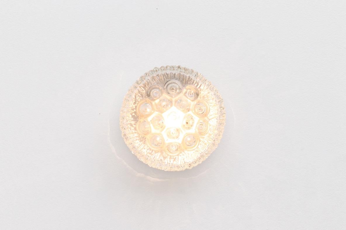 Enameled Early 1950's Heavy Molded Glass Ceiling or Wall Sconce with Ornate Design For Sale