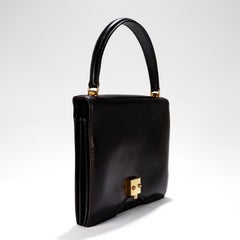 Bolso vintage Hermes "Sac G8" de los años 50 en piel de caja negra