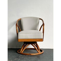 Vintage 1950s Heywood Wakefield Bent Rattan Swivel Chair