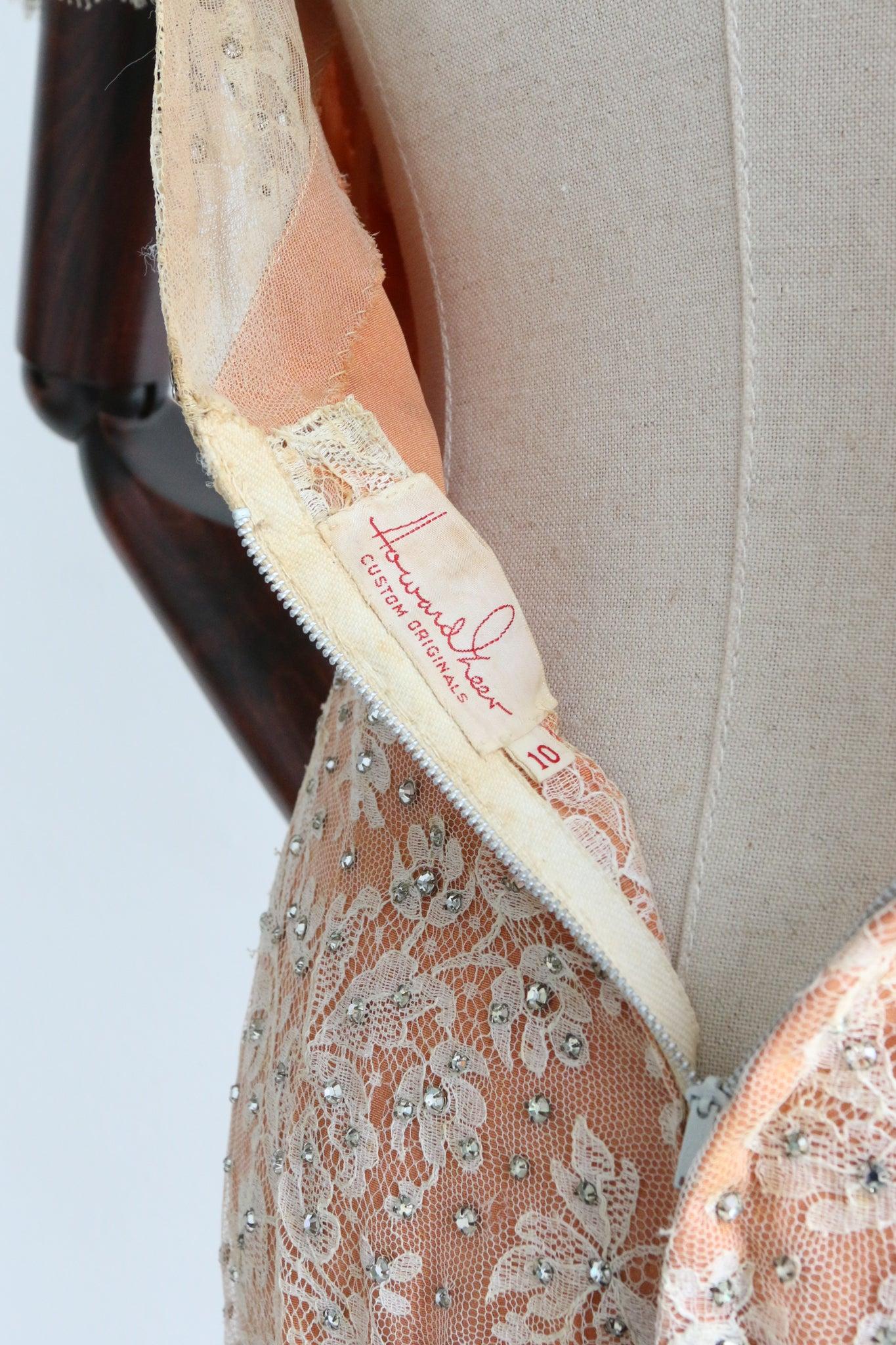 Vintage 1950's Howard Greer Lace and Rhinestone Embellished Dress UK 8 US 4 For Sale 2